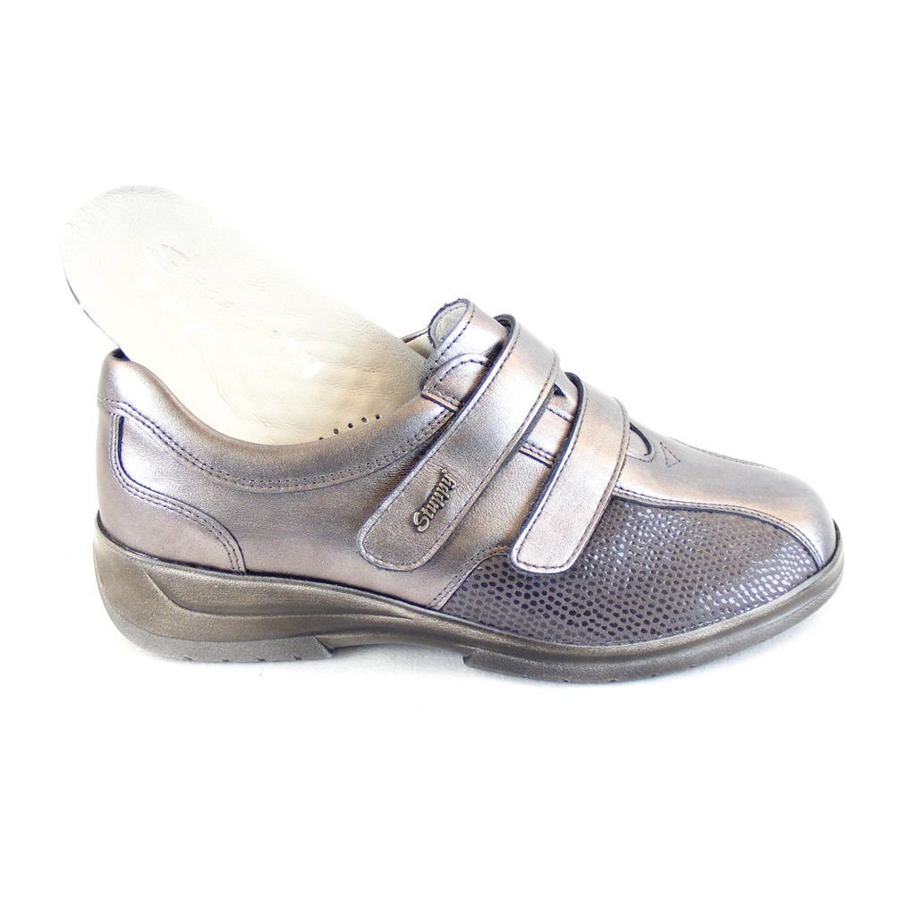 Stuppy Stuppy Damen Schuhe taupe Walkingschuh Halbschuhe Wechselfußbett Leder Fußbett Stretch 15509