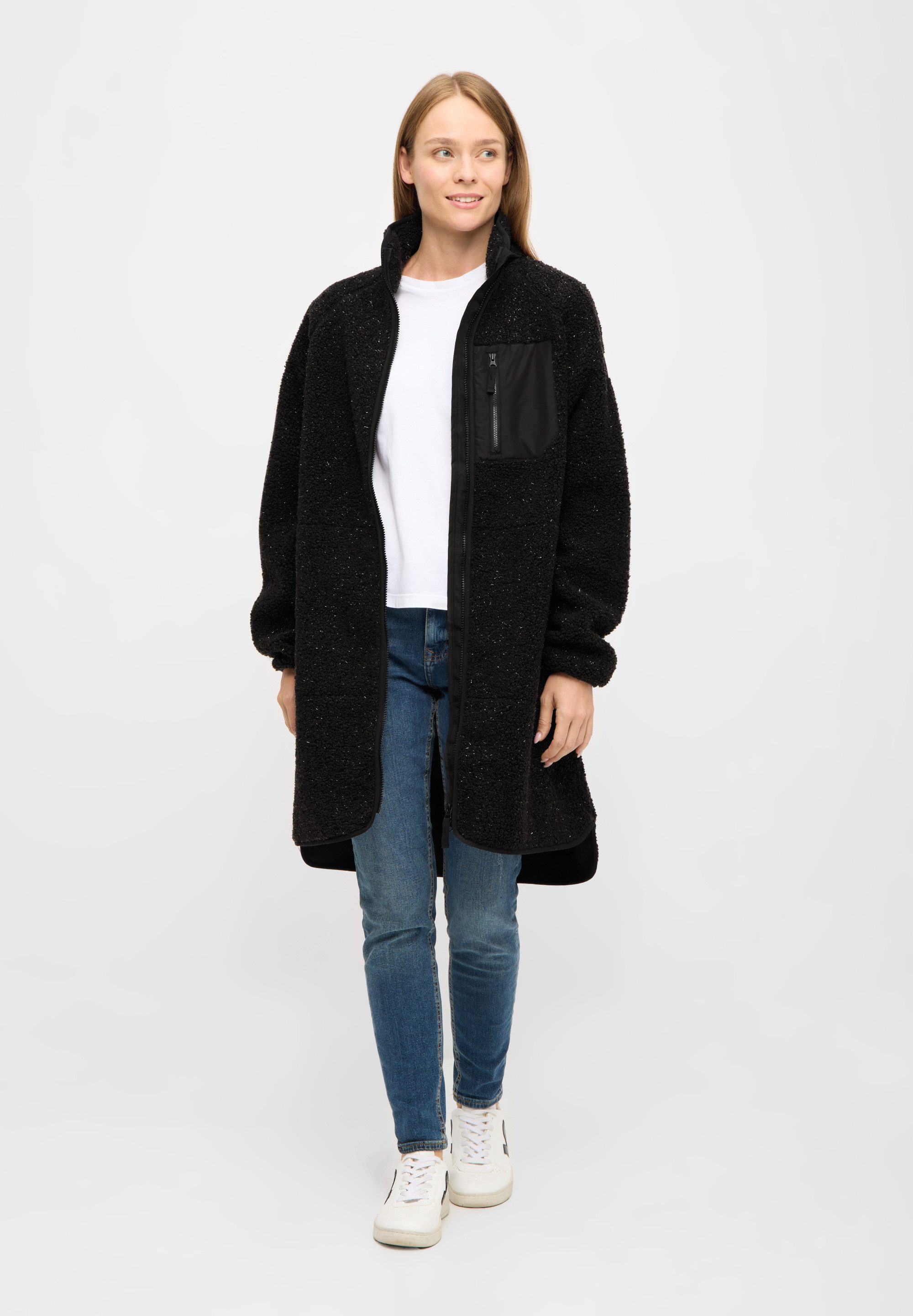 Derbe Fleecejacke Kuschelby Long Fleecejacke, lang, glitzernd, warm