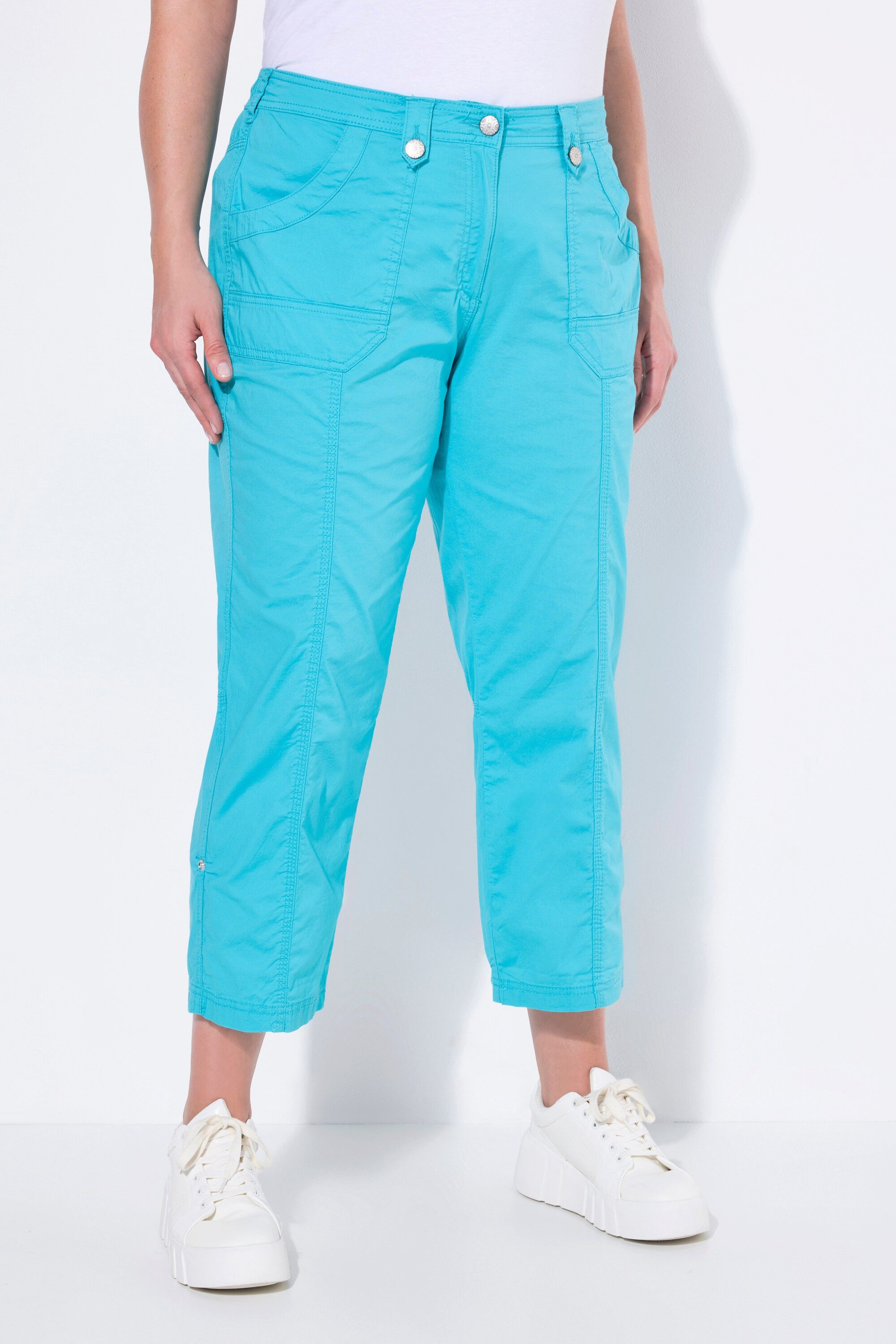 Ulla Popken Funktionshose 7/8-Cargohose Krempelriegel Komfortbund günstig online kaufen