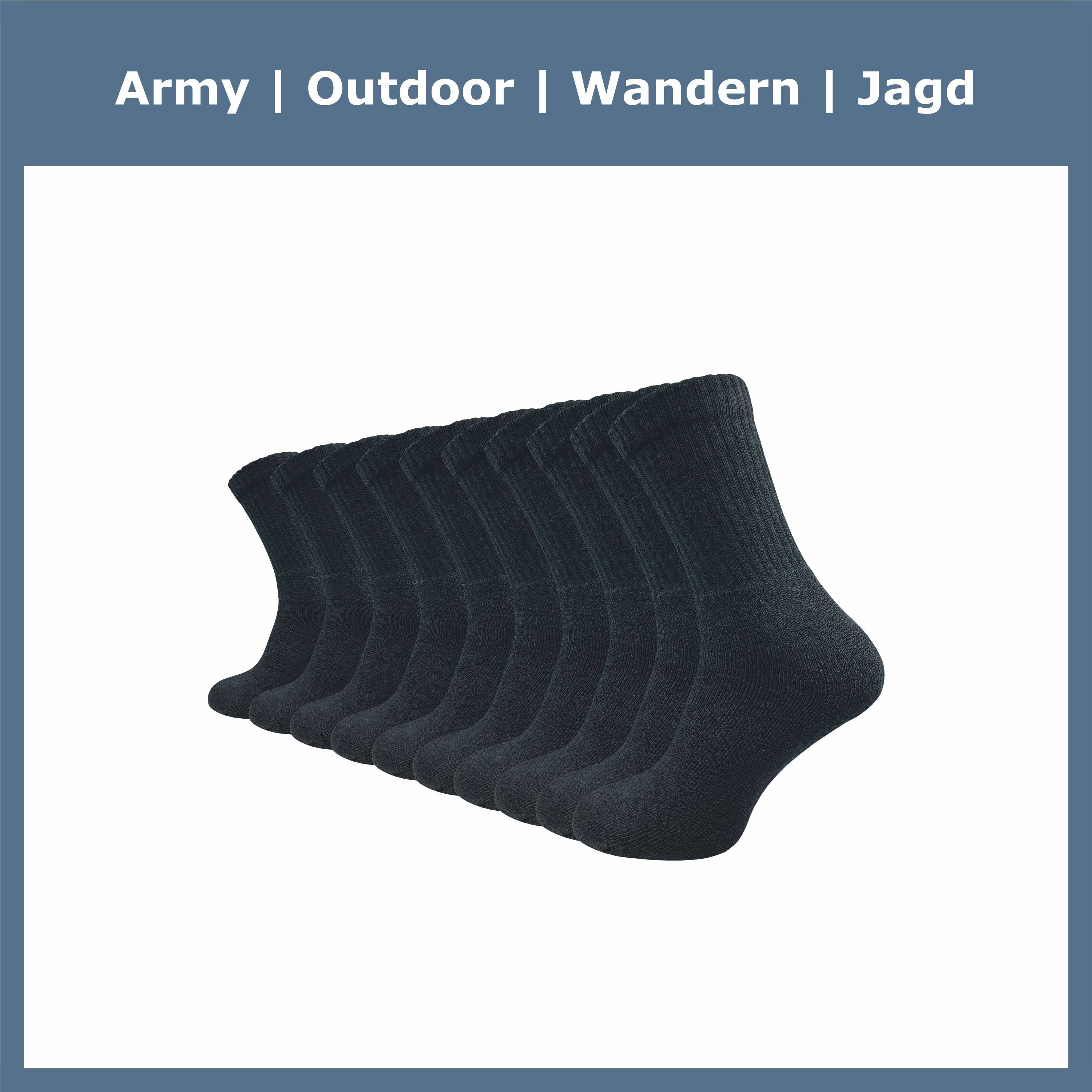 Freizeitsocken für aus Army Paar) Schwarz mit Outdoor GAWILO strapazierfähiger Baumwolle oder z.B. Jagd, Rippschaft Wandern (10 Aktivitäten