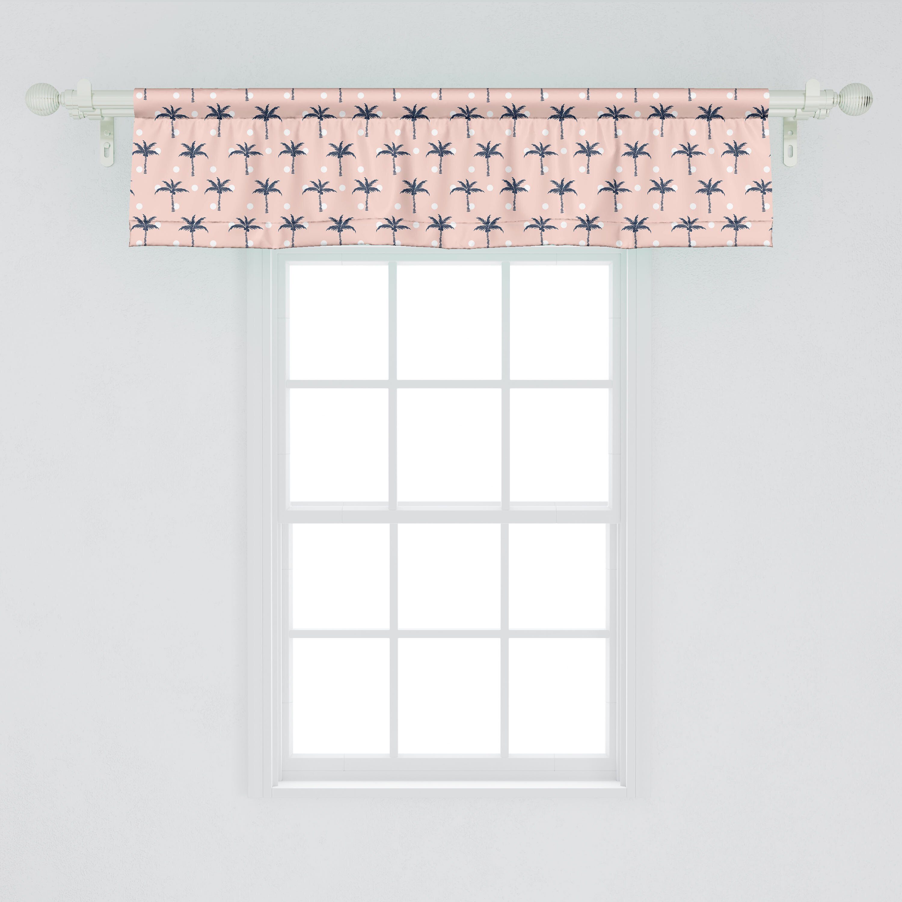Scheibengardine Vorhang Volant für Küche mit Exotisch Abakuhaus, Stangentasche, Microfaser, Dekor Schlafzimmer Hawaii-Palmen-Punkte