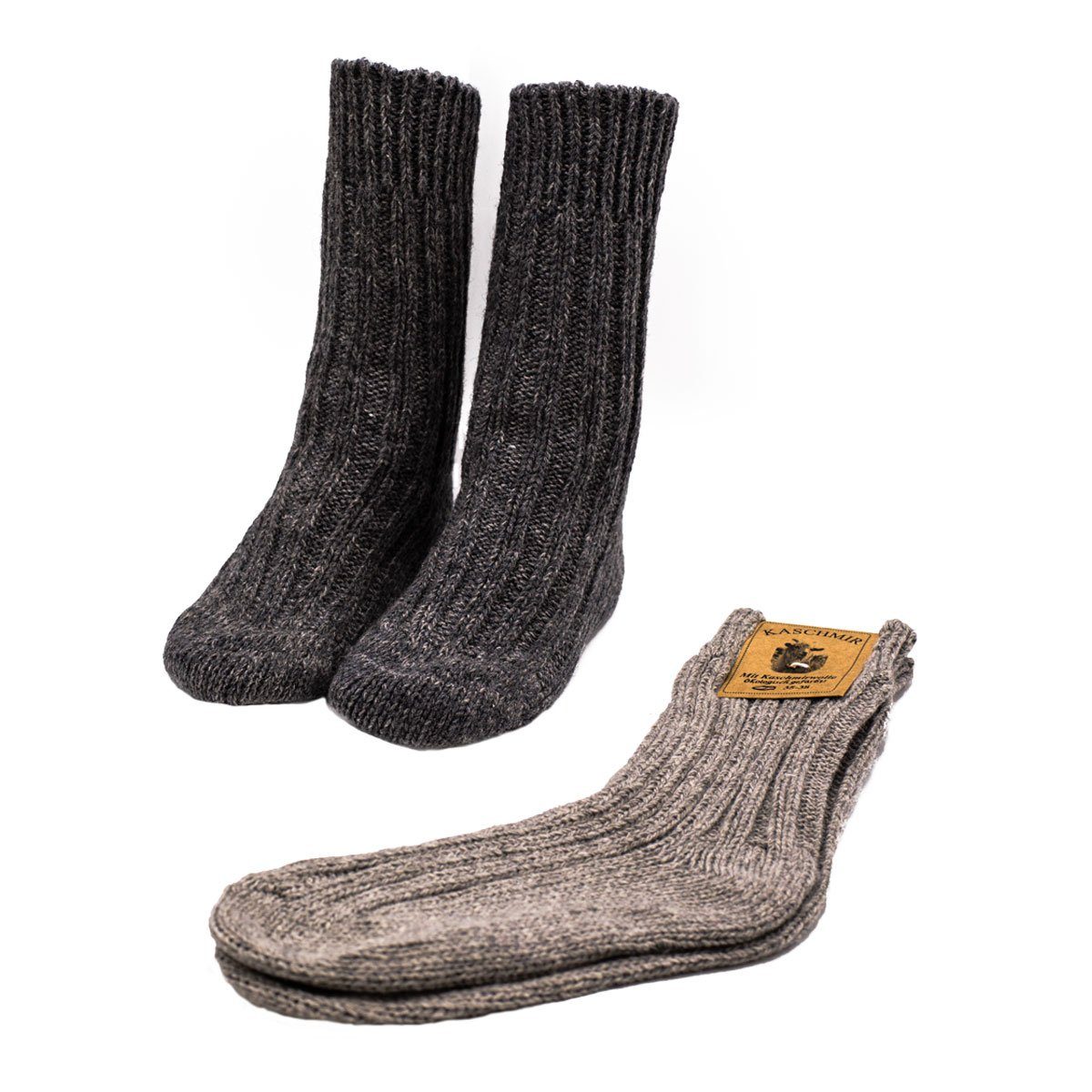 Ritter-Kostüm 2 Paar dicke Wollsocken oder Stricksocken ökologisch gefärbt Grautöne