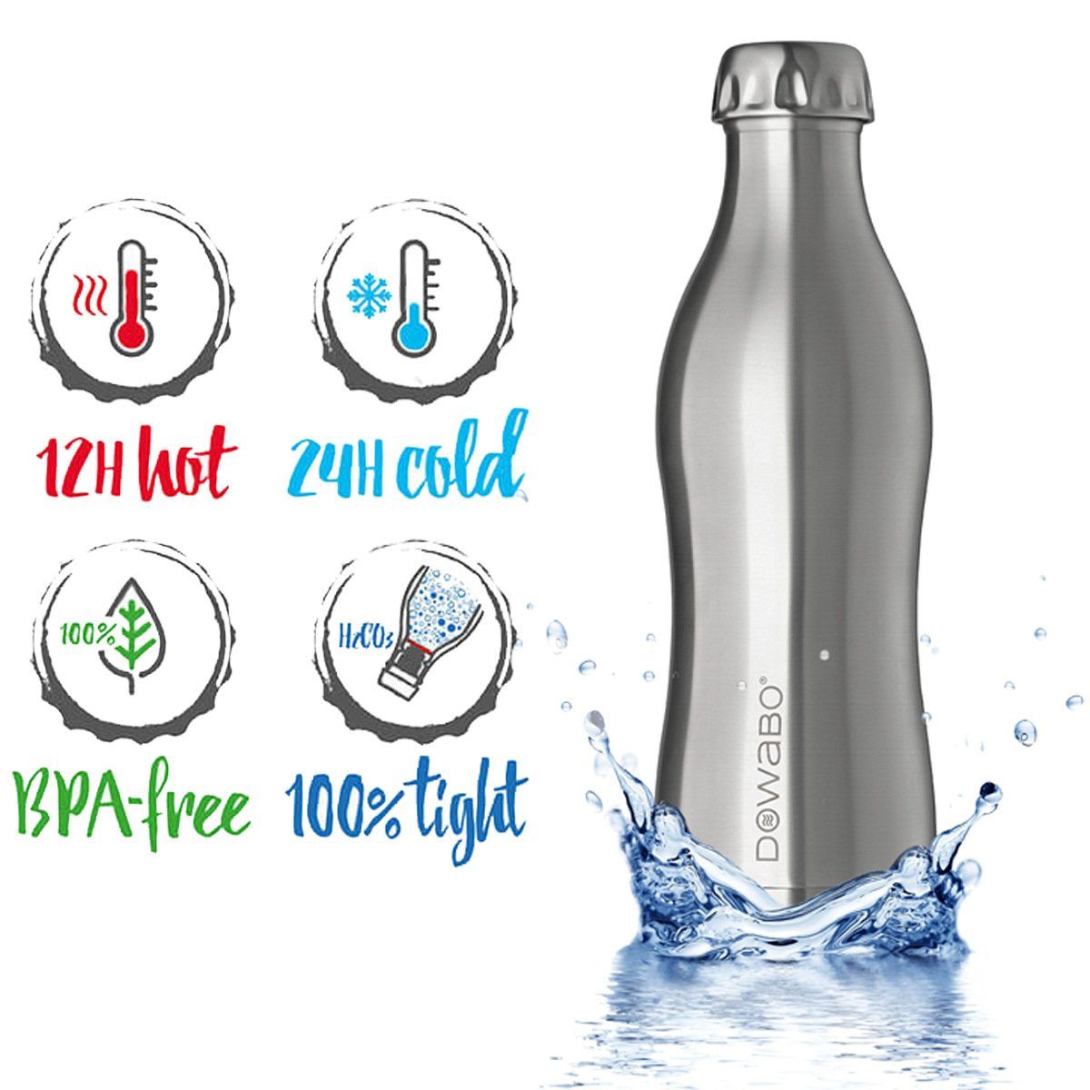 Isolierflasche Dowabo Dowabo Pure Steel