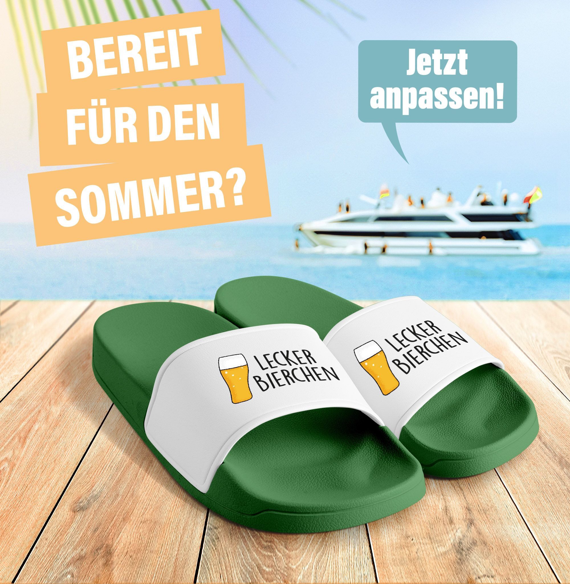 MoonWorks Badeschlappen Lustig Spruch Lecker Bierchen günstig online kaufen