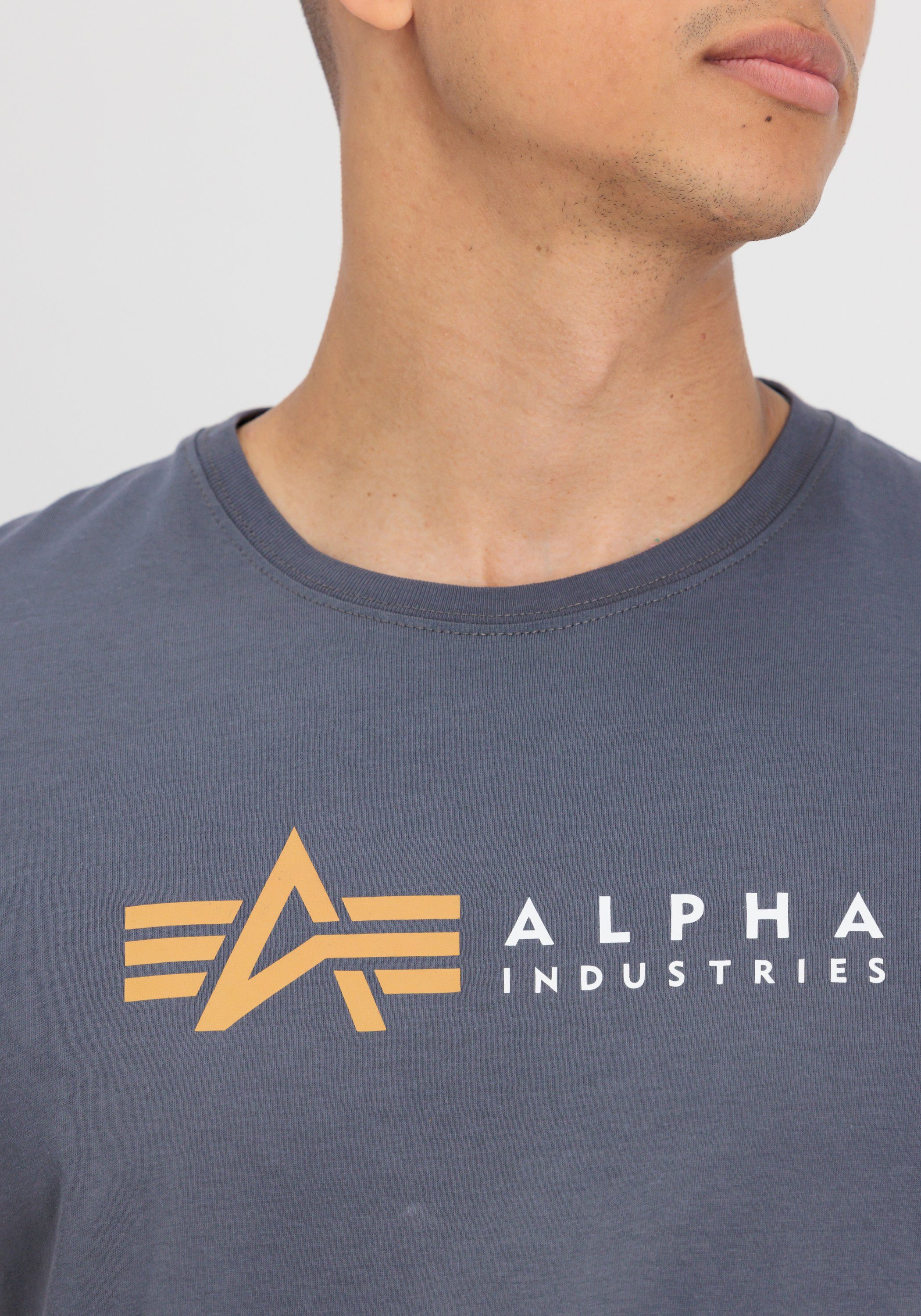 Alpha Industries T-Shirt Alpha Industries Label T T-Shirts - greyblack Alpha Men