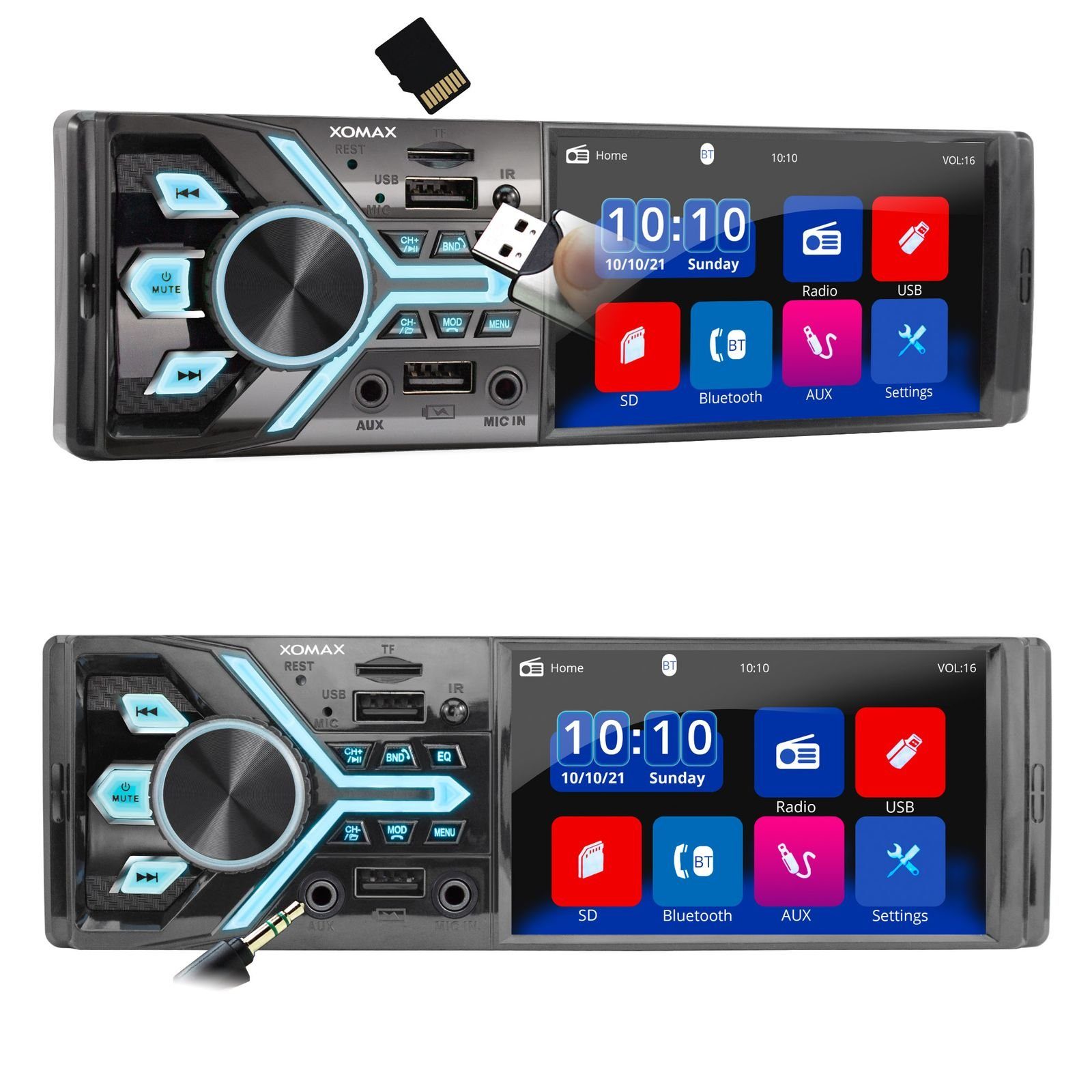 XOMAX XM-2R421 Autoradio mit Bluetooth Freisprecheinrichtung, USB und  AUX-IN, 2 DIN