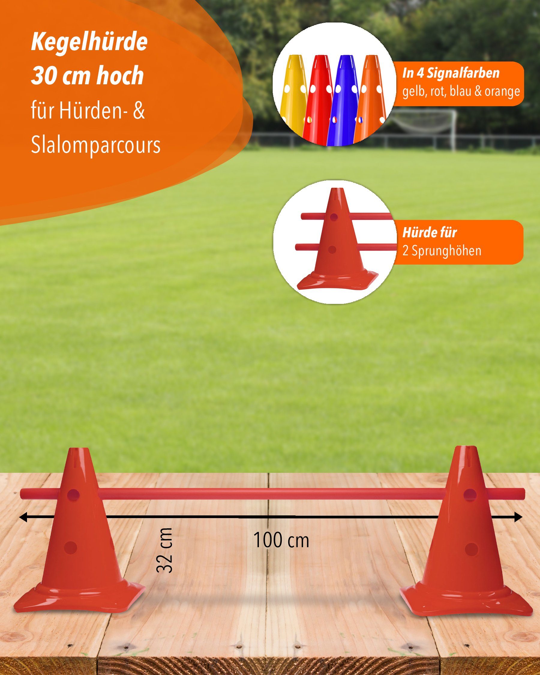 Superhund Hürde Kegelhürde 30 mit Stange 100 cm Farbe Orange