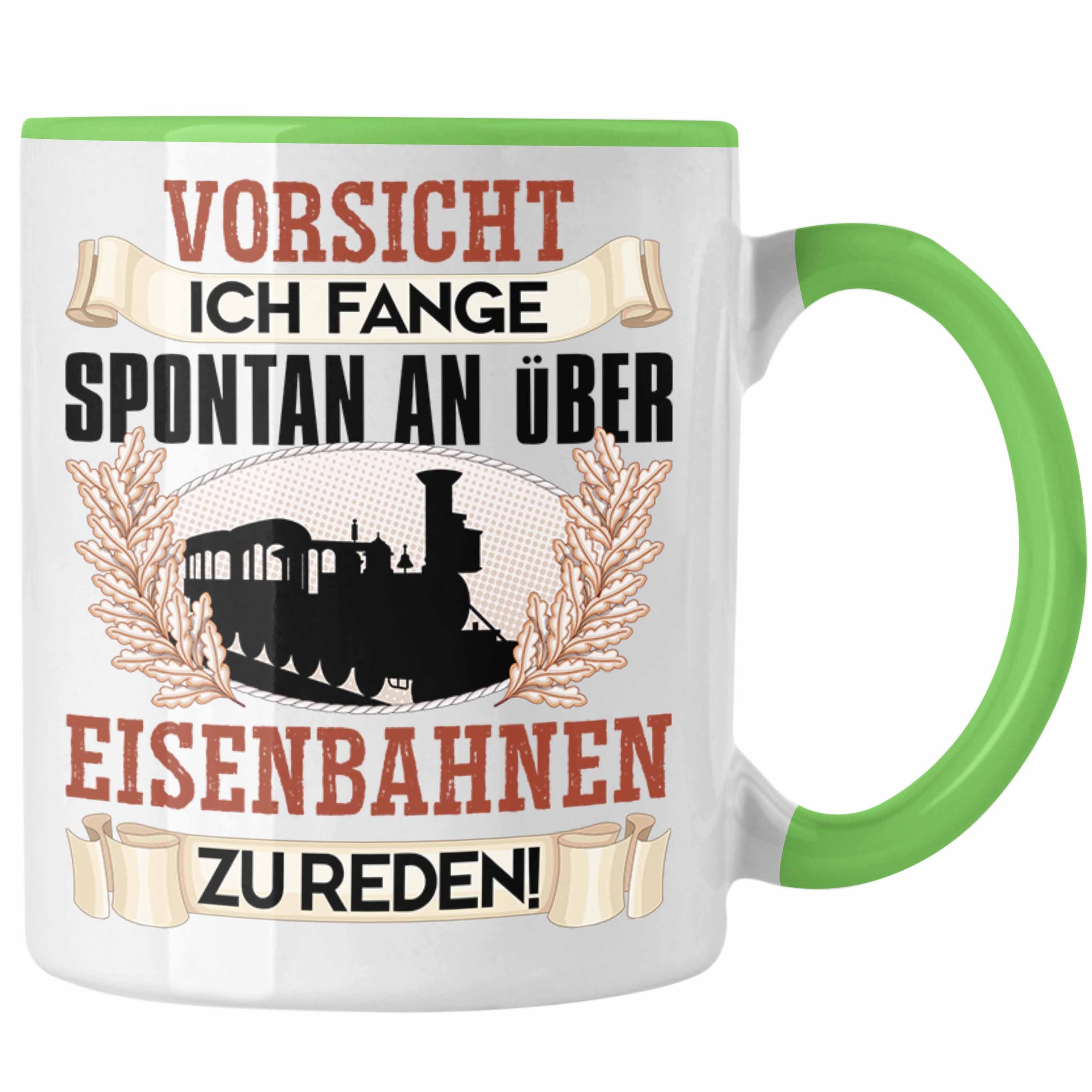 Trendation Tasse Eisenbahner Tasse Geschenkidee Modelleisenbahn-Fans F für Ich Grün Geschenk