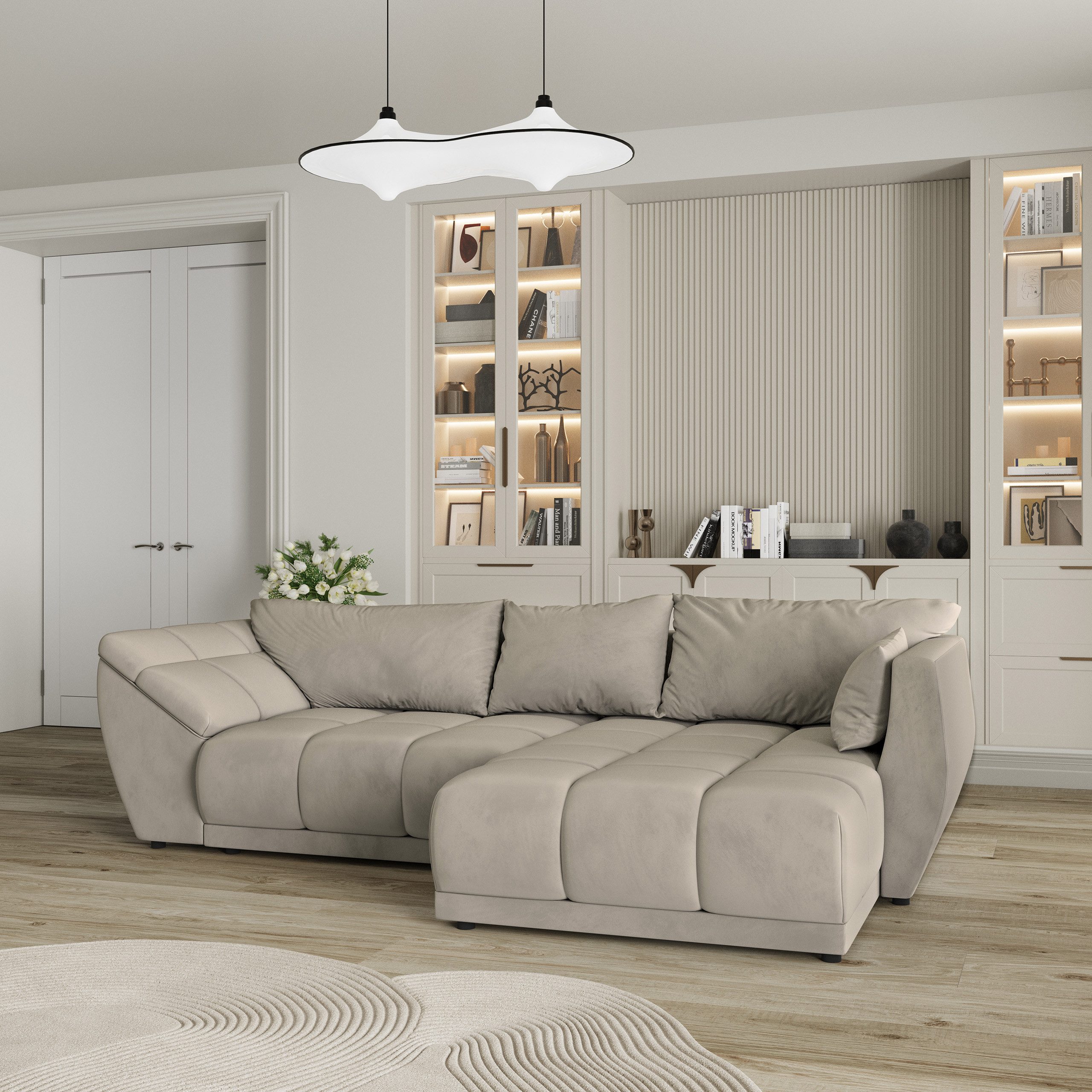 Masseno Ecksofa ORENTI mit Schlaffunktion L-Form, Sofa mit Bettkasten