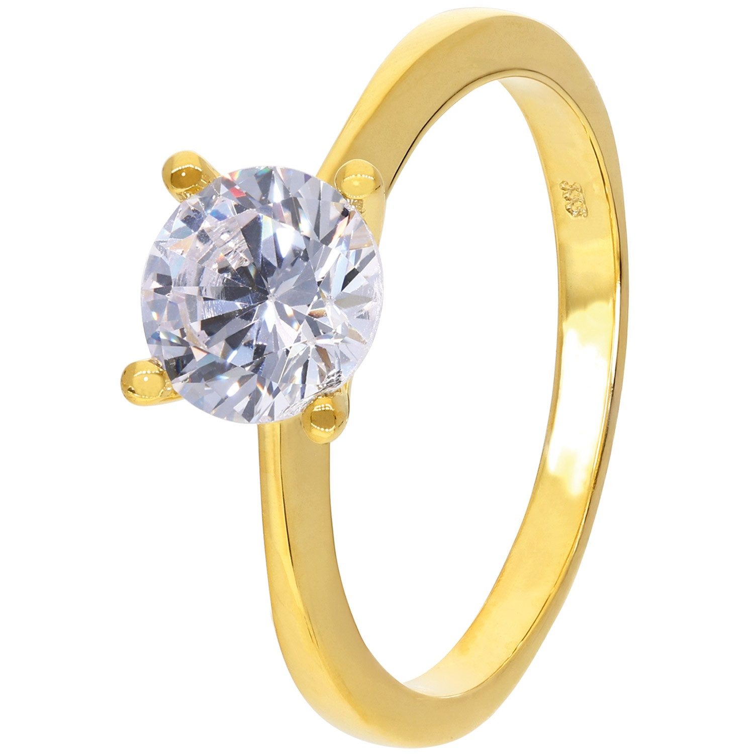 trendor Solitärring DamenGold 333/8K mit Zirkonia Ø 6,5 mm