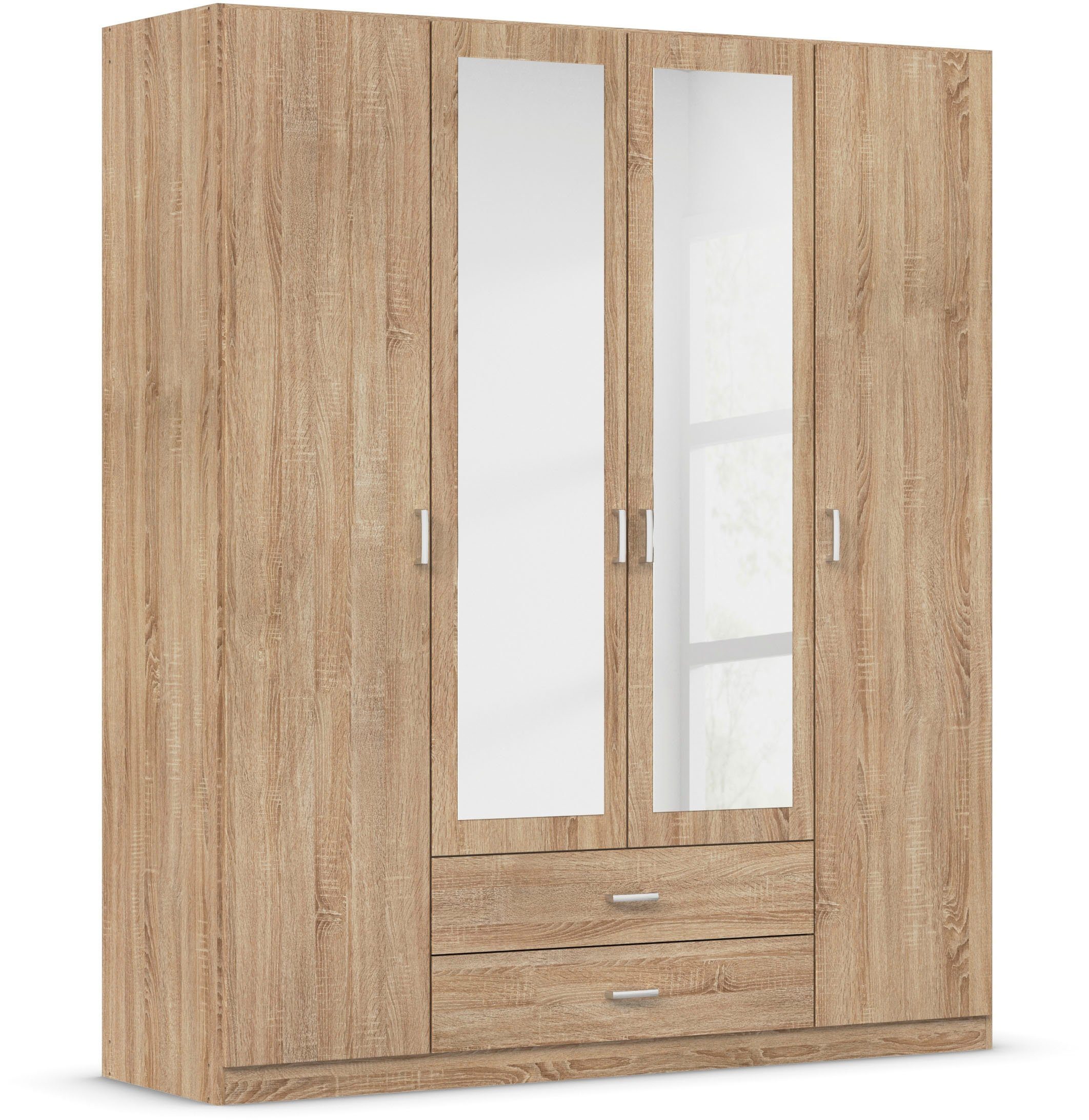 rauch Kleiderschrank Schrank Garderobe Ankleide GAMMA Breiten 91/136/181/226/271/315/360 cm (in 3 Ausstattungen BASIC/CLASSIC/PREMIUM (inkl. SOFT-CLOSE-Funktion) verschiedene Griff-Varianten, mit Spiegel TOPSELLER MADE IN GERMANY