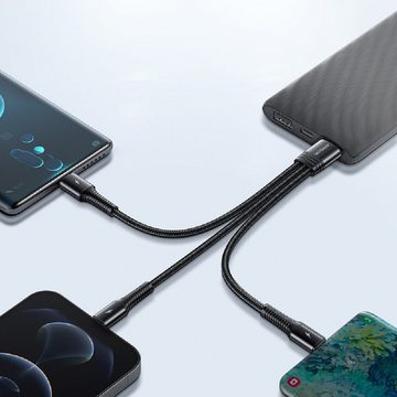 JOYROOM 3in1 Nylon Ladegerät Kabel 3.5A Micro USB TYP-C iOS Anschluss Smartphone-Ladegerät