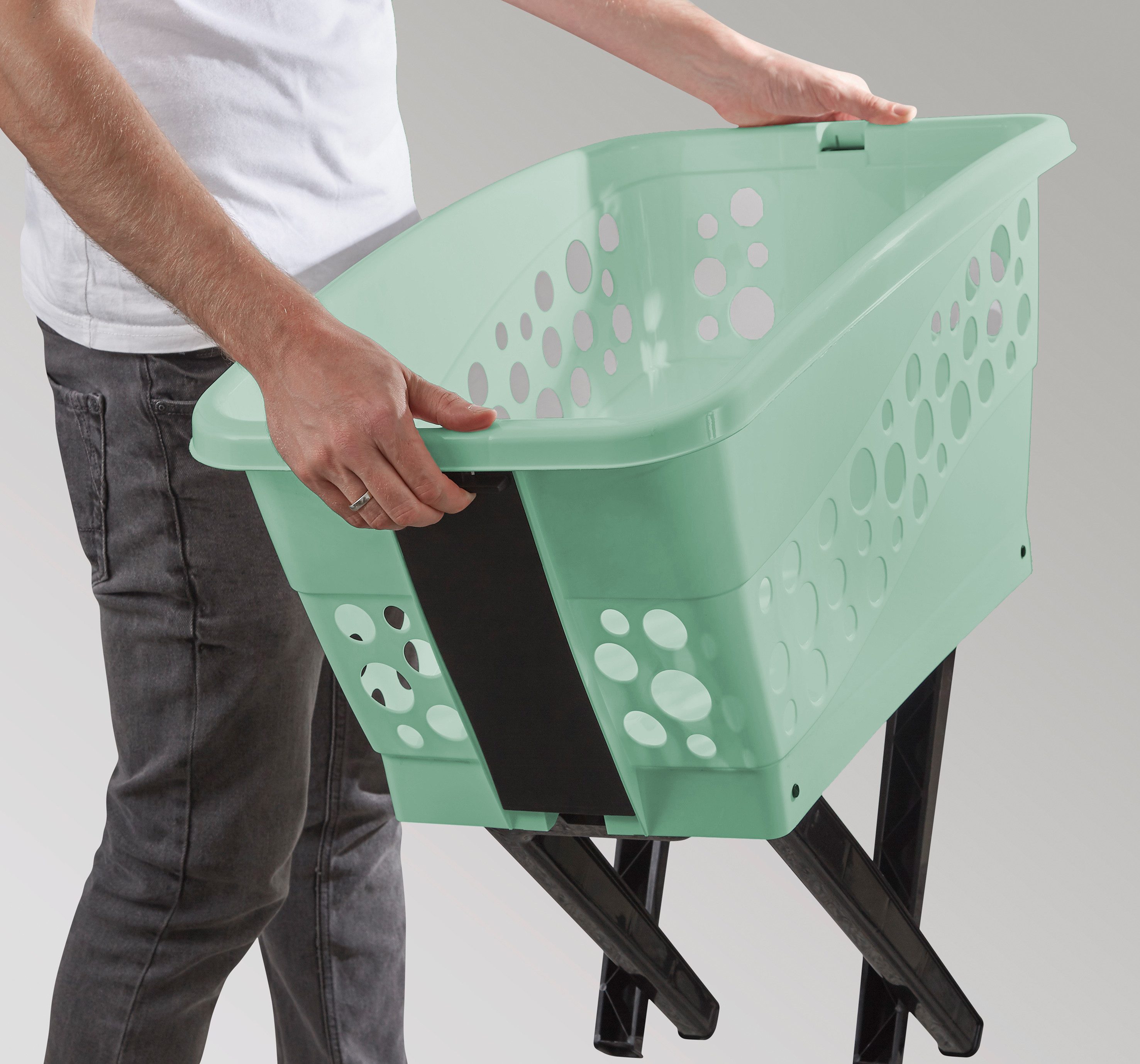 Gardissimo Wäschekorb Wäschewanne mit Beinen mint klappbar mit Füßen 50 L I günstig online kaufen