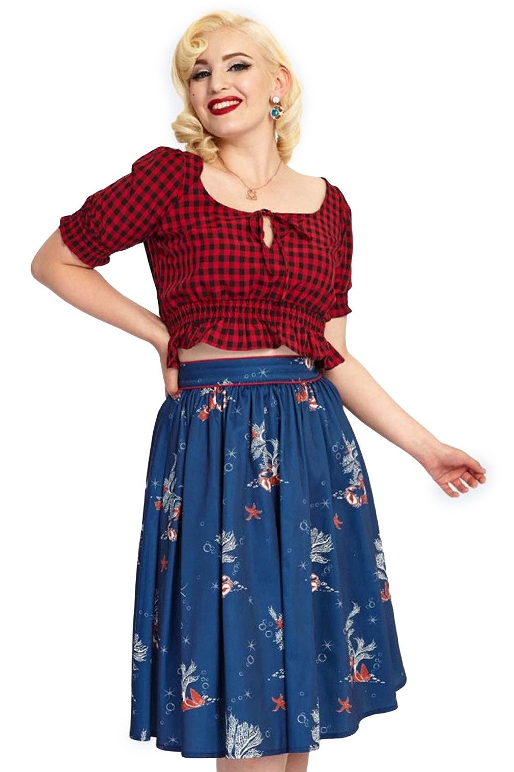 Voodoo Vixen A-Linien-Rock Colbie Flare Coral günstig online kaufen