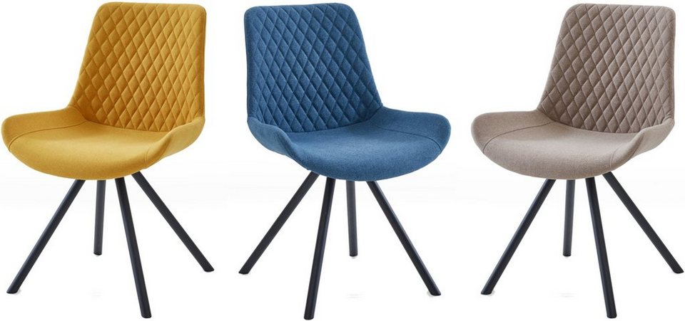 INTER-FURN Polsterstuhl Meran (2-er Set), mit Metallgestell, bis zu 120 Kg,  Eleganter Stuhl mit ergonomisch geformtem Muldensitz, Sitz und Rücken  gepolstert