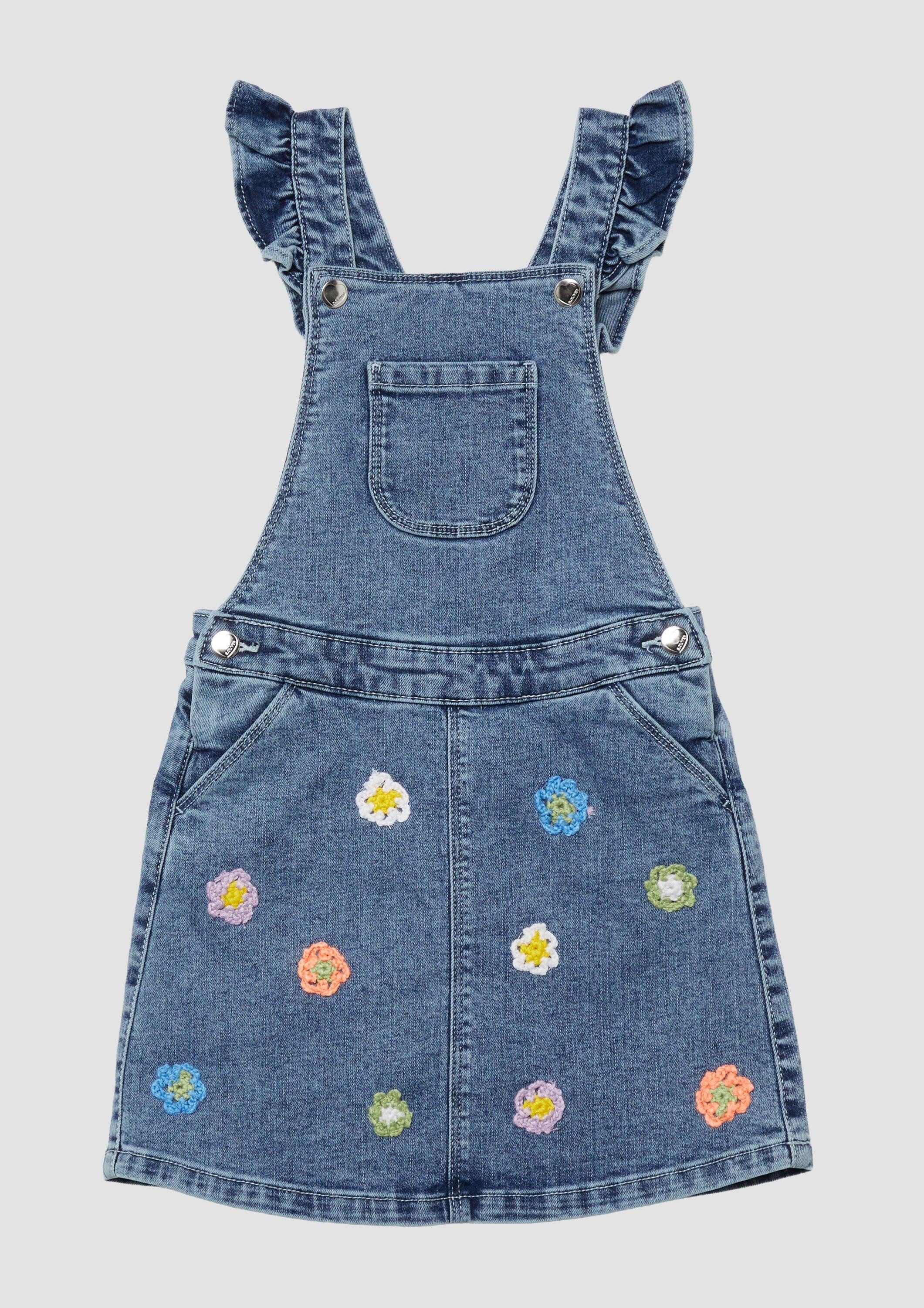 s.Oliver Minirock Latzrock Jeans-Latzrock mit applizierten Blumen