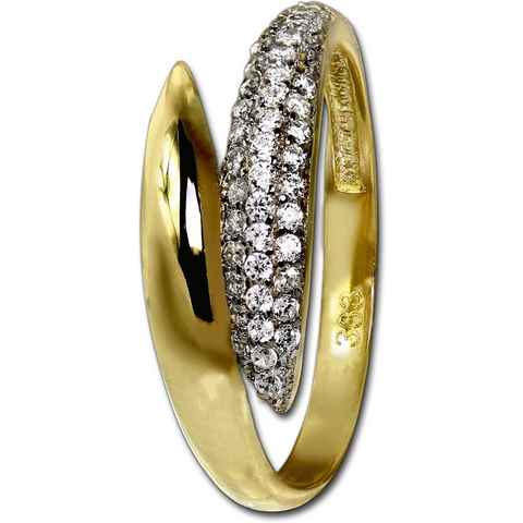 GoldDream Goldring GoldDream Zirkonia Ring Damen Gr. 56 (Fingerring), Damen Ring Echtgold, 333er Gelbgold, gold, weiß, Loop