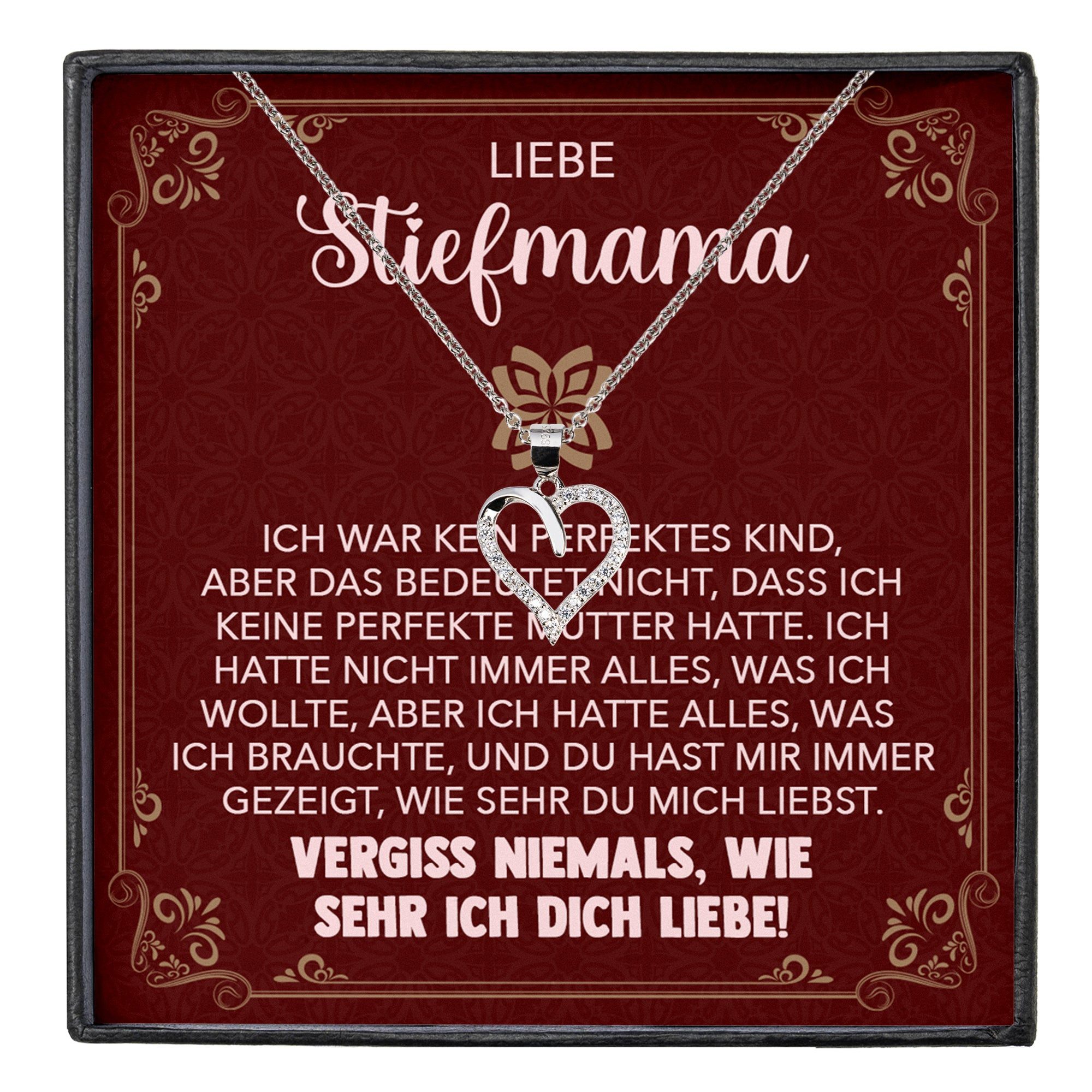 Schmuckset Stiefmama Geschenk Muttertag Bonus-Mama Herz Halskette Geburtstag