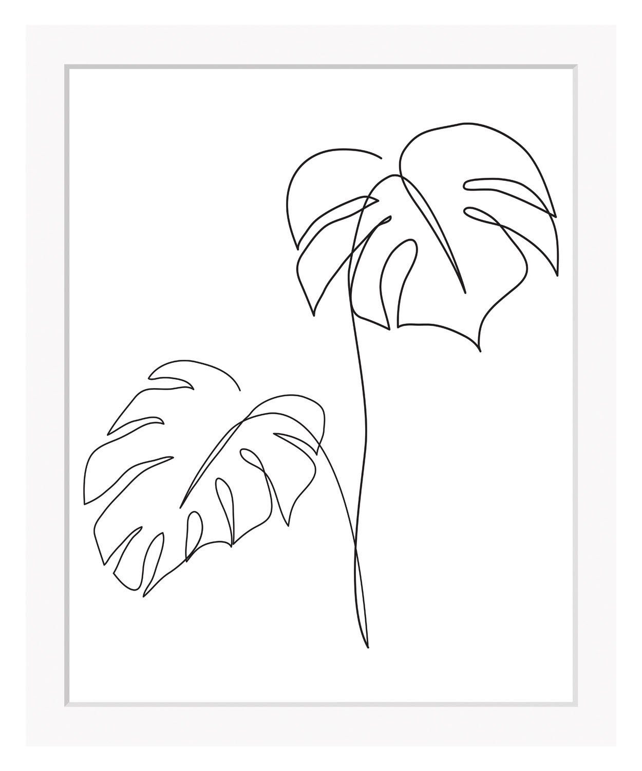 queence Bild Fabrice, Blätter, Kunst, Pflanzen, Pflanzenbilder, Schwarz-Weiß (1 St), HD Premium Poster-Druck inkl. Holzrahmen
