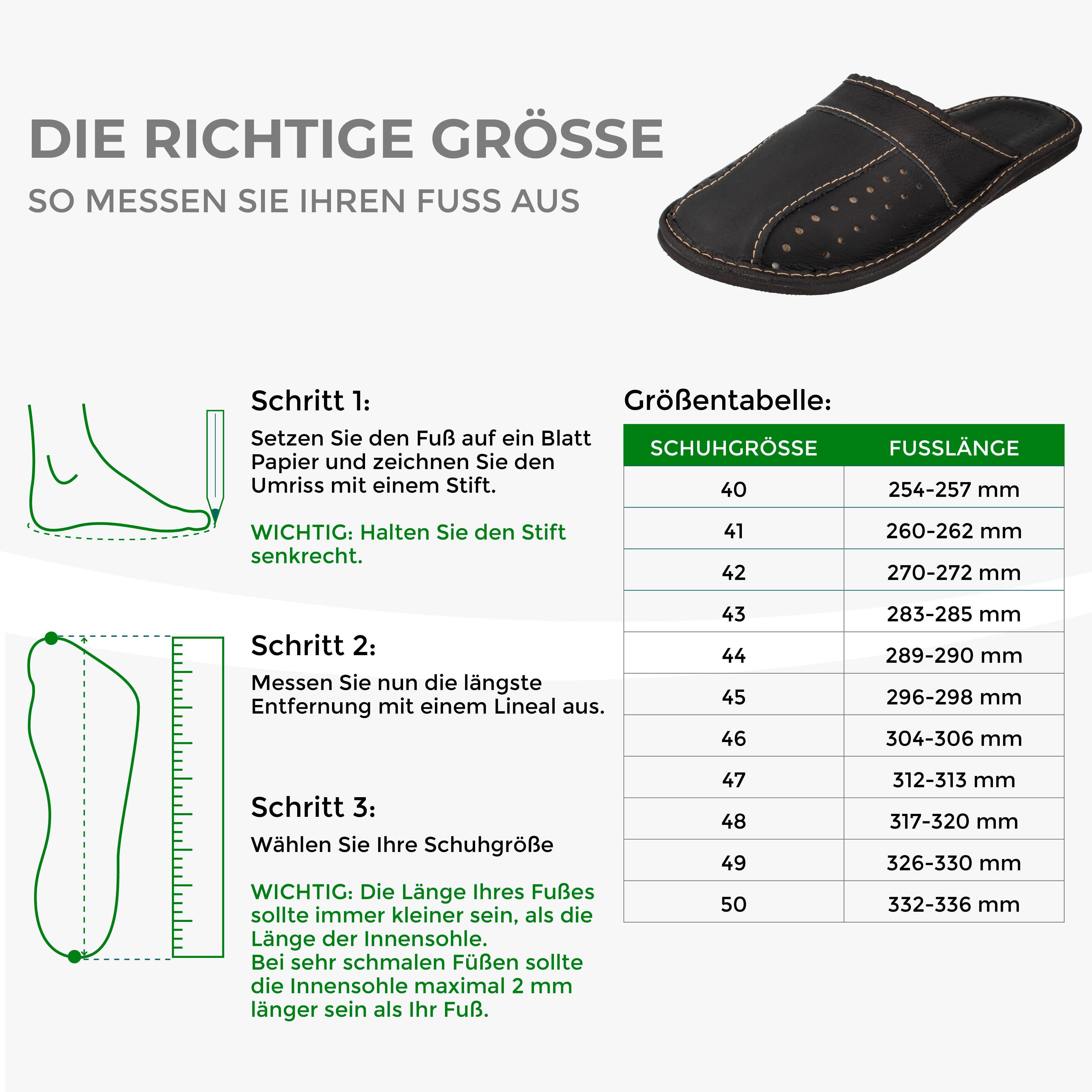 filsko Wolmar Herren Hausschuh (1 Paar, Obermaterial aus Leder) bis Schuhgröße 50, Pantoffeln, Slip-On