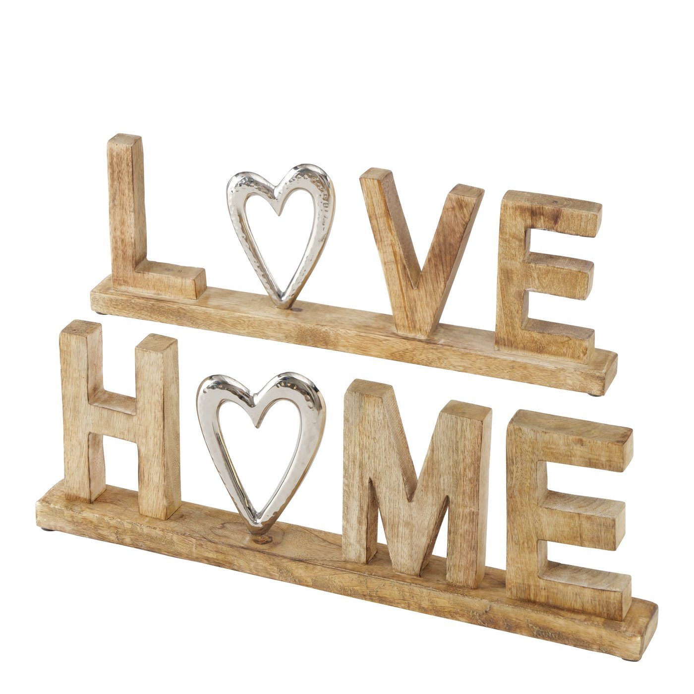 BOLTZE GRUPPE GmbH Deko-Schriftzug Dekoaufsteller Love Home L.50 H.5 cm Mangoholz Aluminium Stückpreis