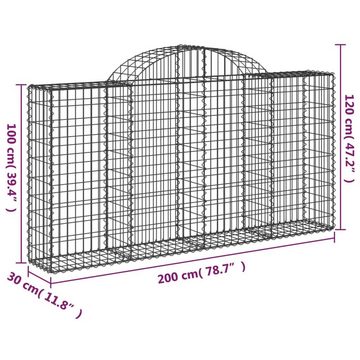 vidaXL Blumentopf Gabione mit Hochbogen 200x30x100/120 cm Verzinktes Eisen (1 St)