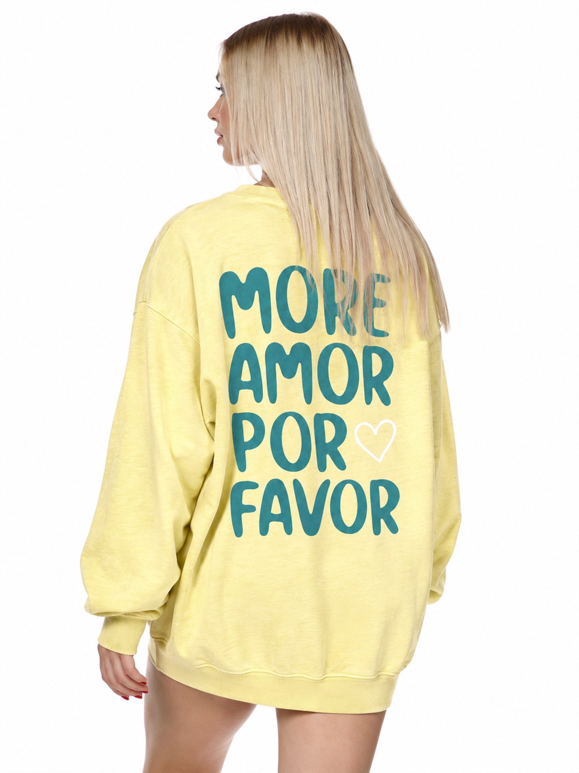 Worldclassca Sweatshirt Worldclassca Oversized Sweatshirt Amor Love Print Langarm Pullover Neue Kollektion - Stilvolle und gemütliche Streetwear Mode für Damen