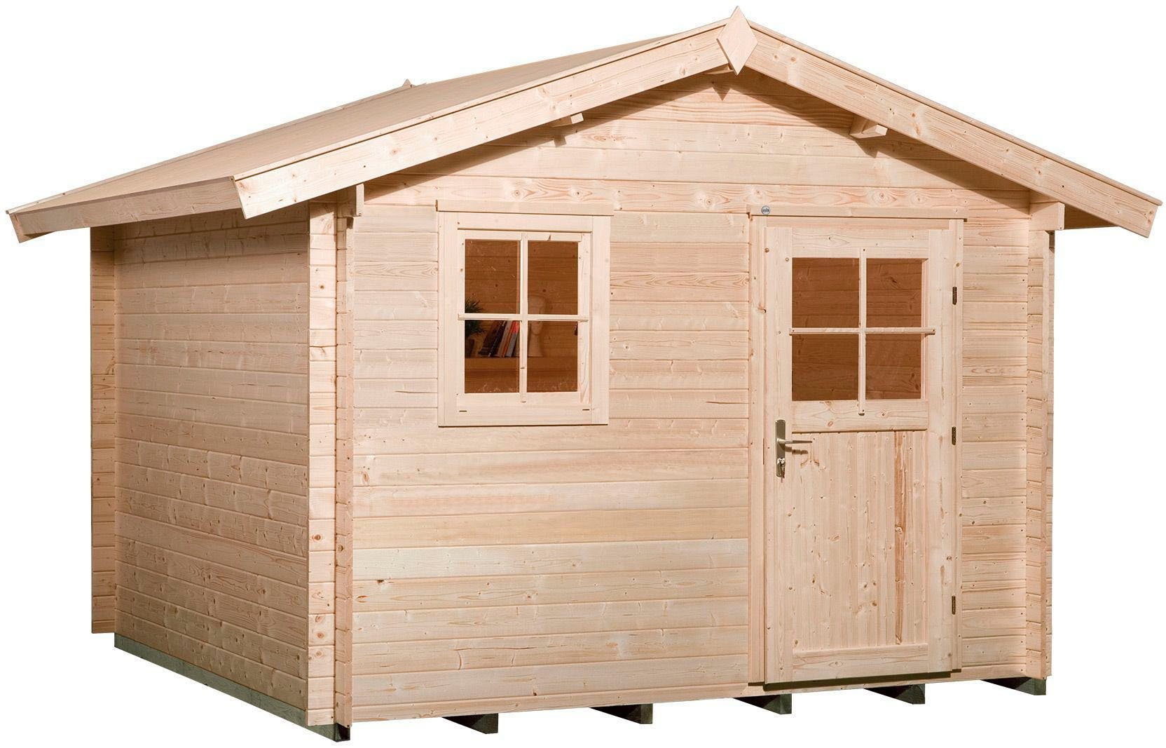 weka Gartenhaus Premium28 natur, BxT: cm, , cm mm starkes 19 Massivholz-Satteldach 380x334 20 Vordach