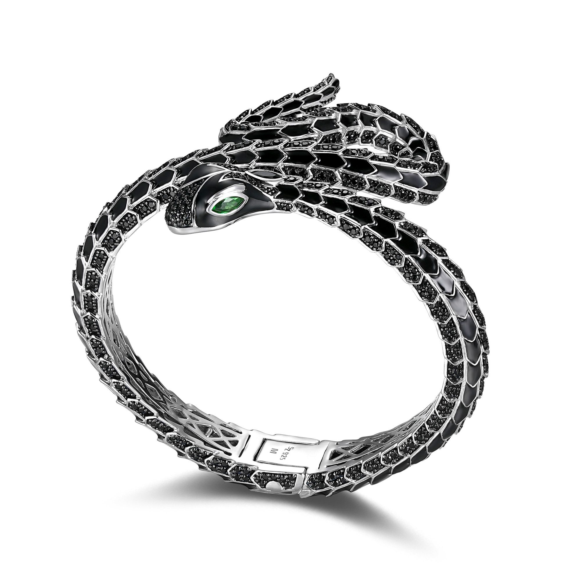 Seinerzeit FLORA & FAUNA Silberarmband Eragon Schlangen Armreif (1-tlg), Material: 925 Sterling Silber, rhodiniert, geschwärzt mit Emaille