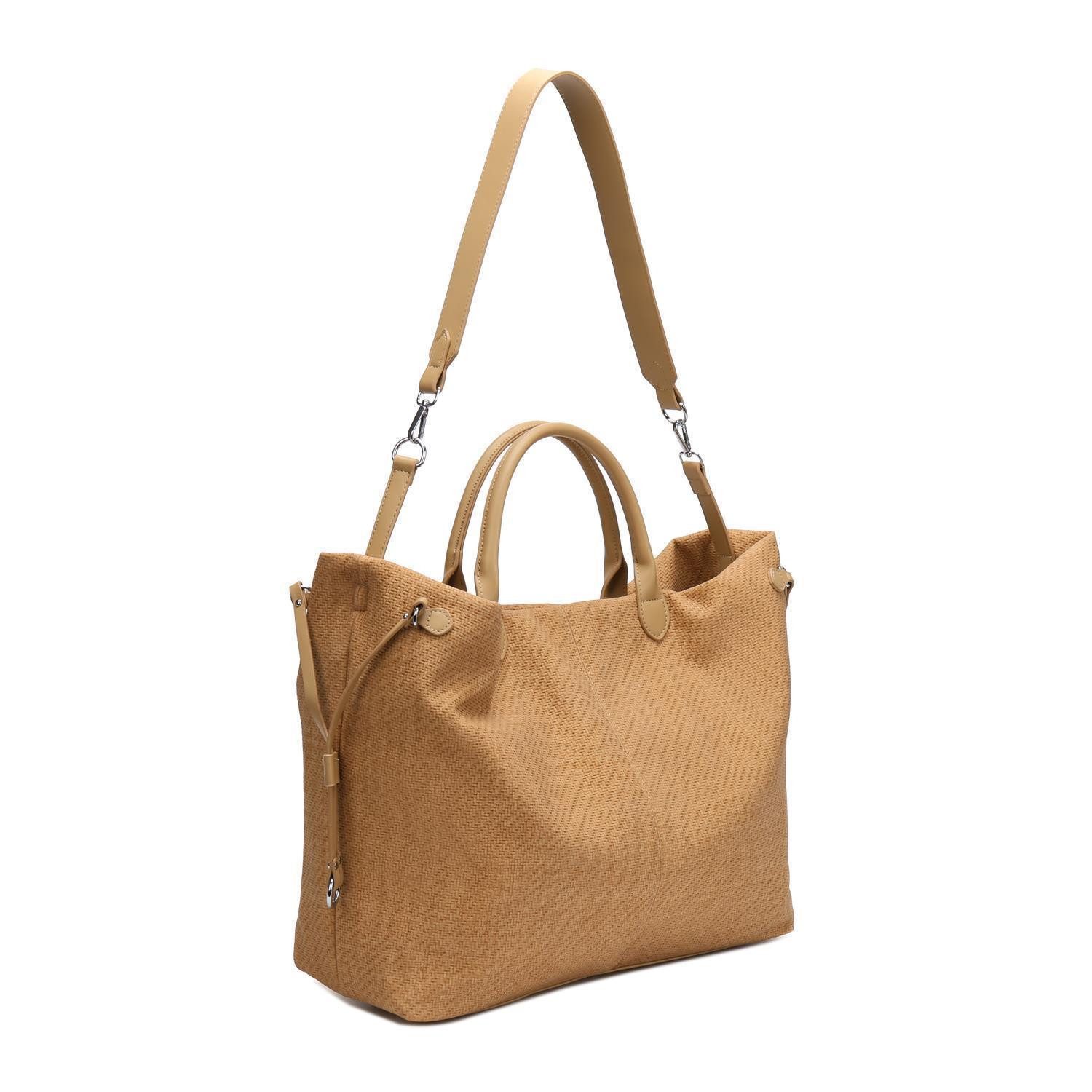 ITALYSHOP24 Shopper DAMEN XXL TASCHE Tote Bag Geflecht Beuteltasche Weekender Reisetasche, FLECHTOPTIK Workbag Businesstasche Schultertasche Henkeltasche Strand