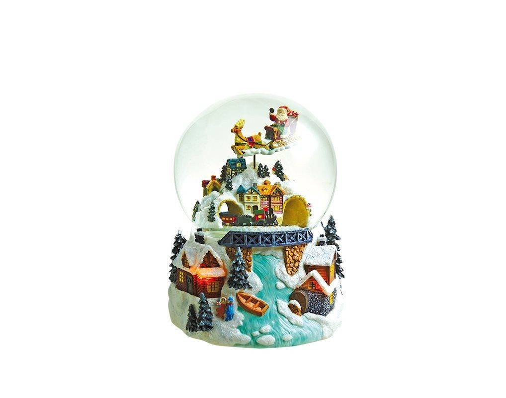 Musicboxworld Spieluhr Schneekugel fliegender Santa