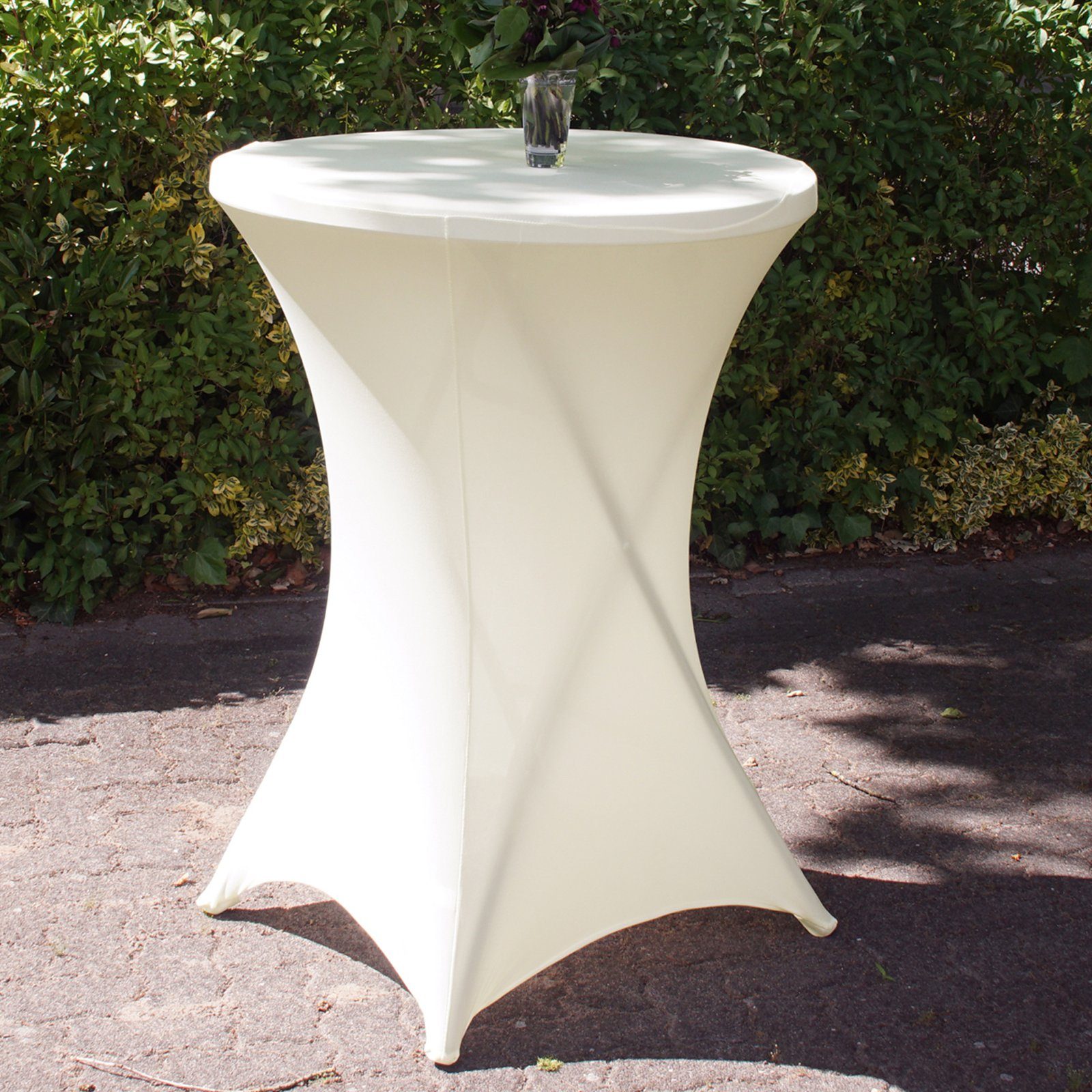 Stretch 80cm, Set Stehtischhusse beige Stehtischhusse TRUTZHOLM Bistrotisch 5er Partytisch