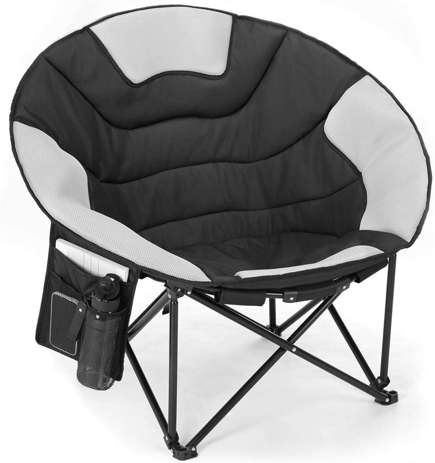 TLGREEN Campingstuhl Moonchair XXL Klappbarer Campingstuhl (150KG Belastbar, Atmungsaktives Netzgewebe, Mit Seitentasche & Tragetasche), Rutschfest, Outdoor Klappstuhl für Garten, Balkon, Angeln, Strand