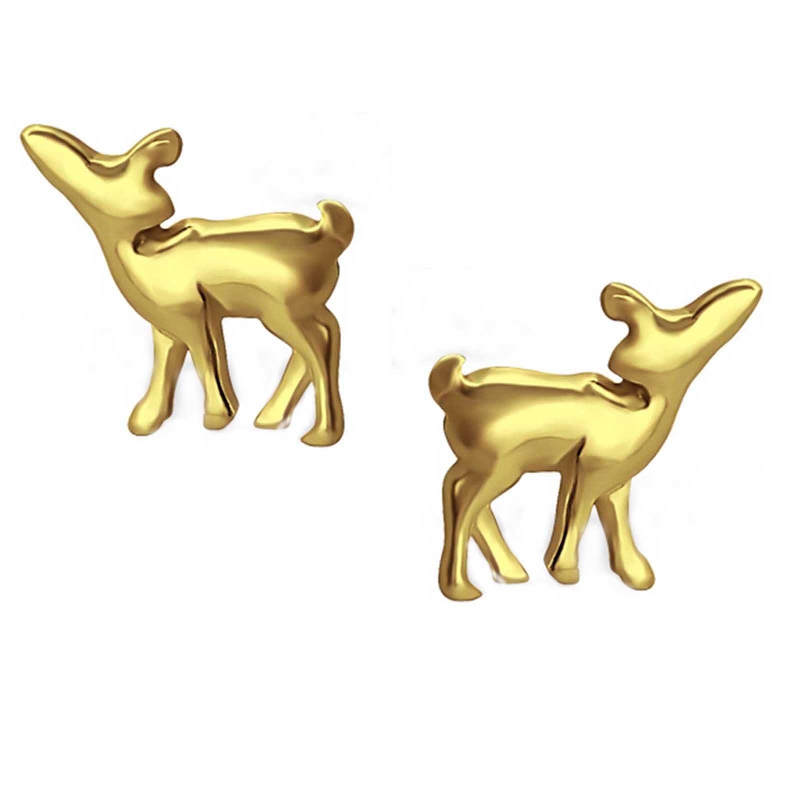 schmuck23 Paar Bambi Ohrringe Kitz Damen Reh Silber, 925 Gold Mädchen Schmuck Kinder Ohrstecker
