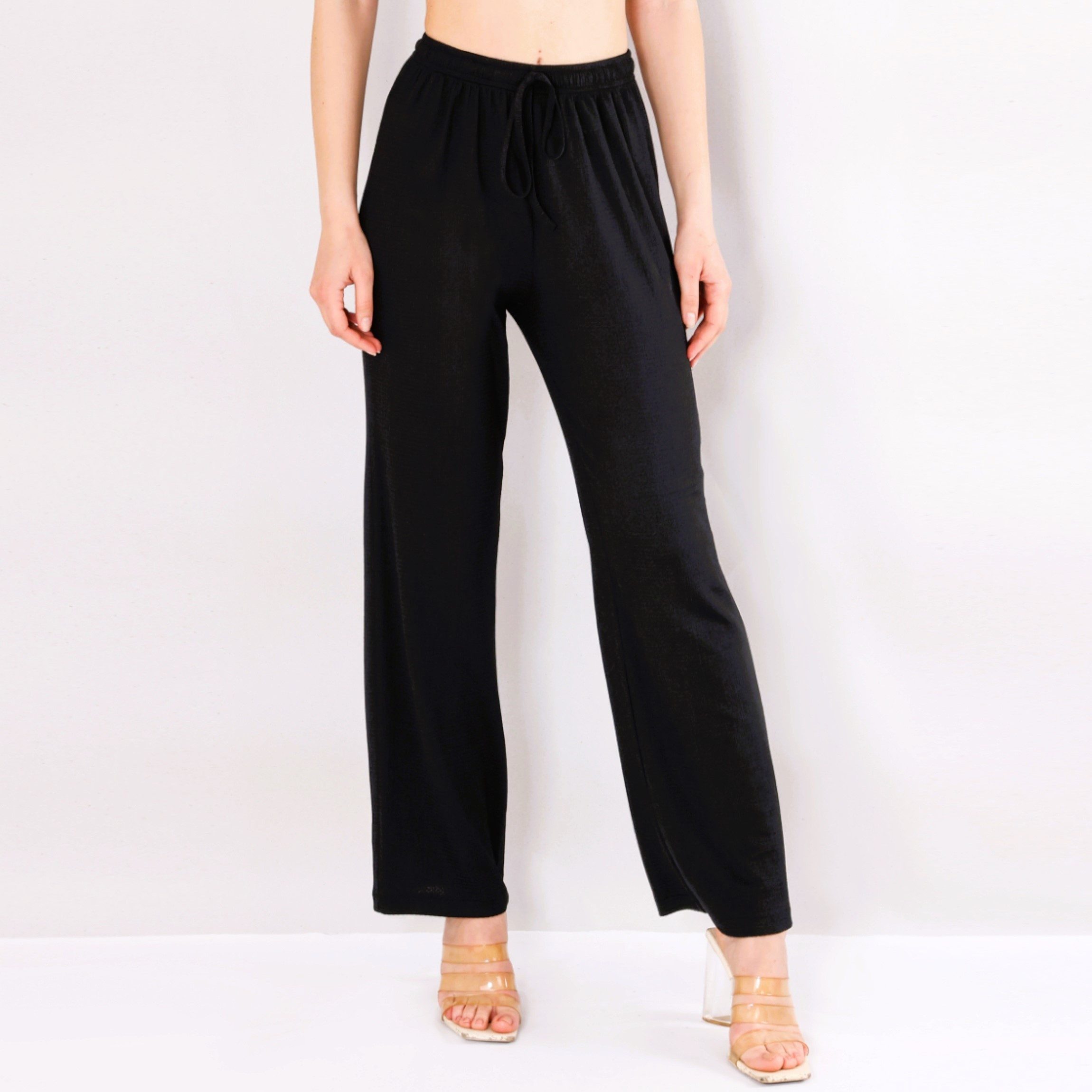 fashionshowcase Palazzohose Damen Crinkle-Hose mit elastischem günstig online kaufen