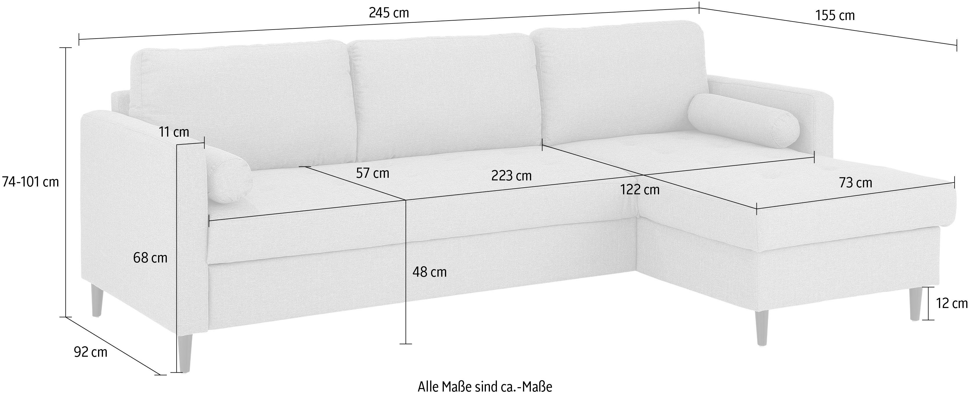 inklusive Bettfunktion Livia, Ecksofa Zierkissenrollen, mit INOSIGN auch