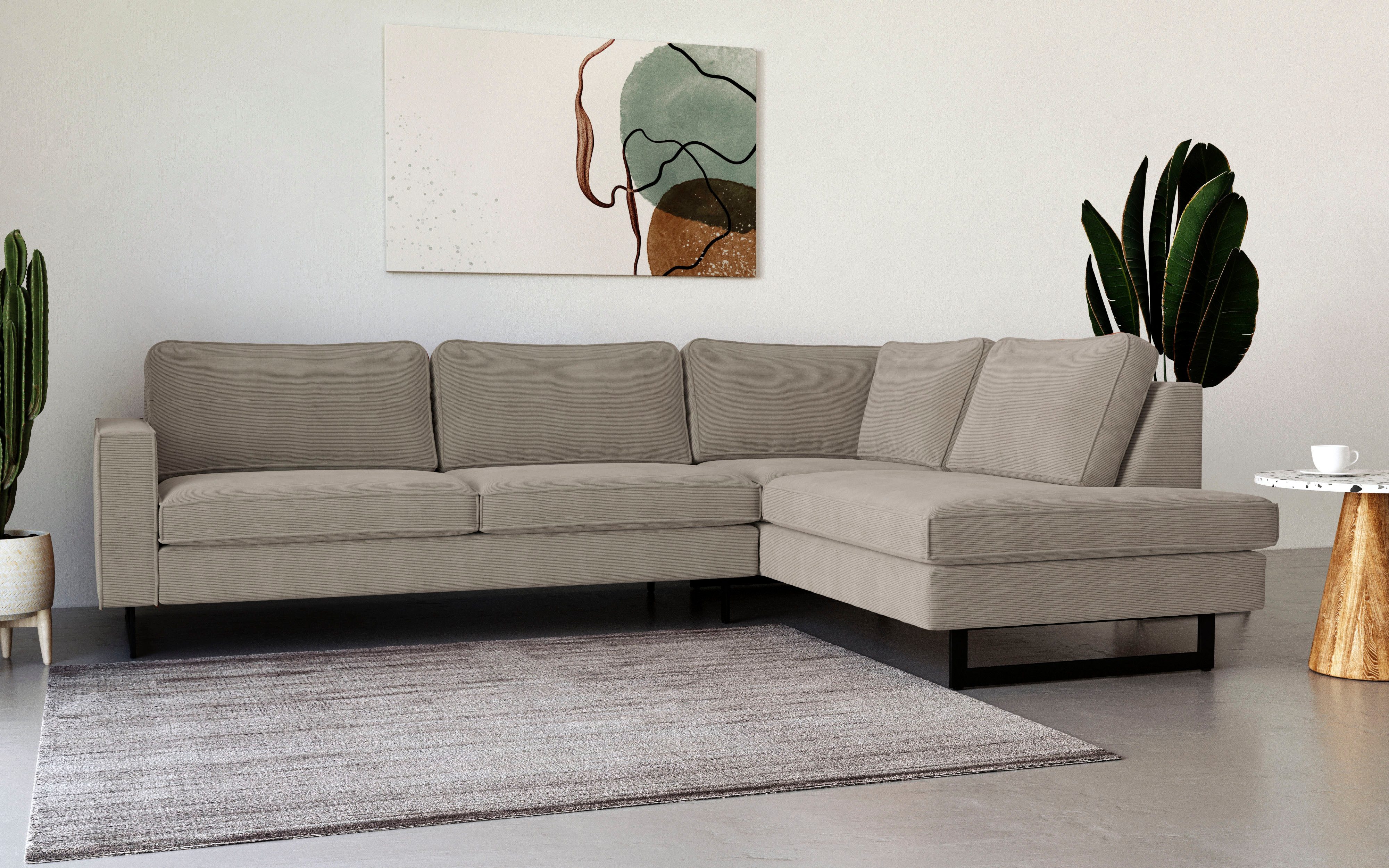Places of Style Ecksofa "Pinto, 290 cm, Cord, Chenille, Lederoptik, Ottoman günstig online kaufen