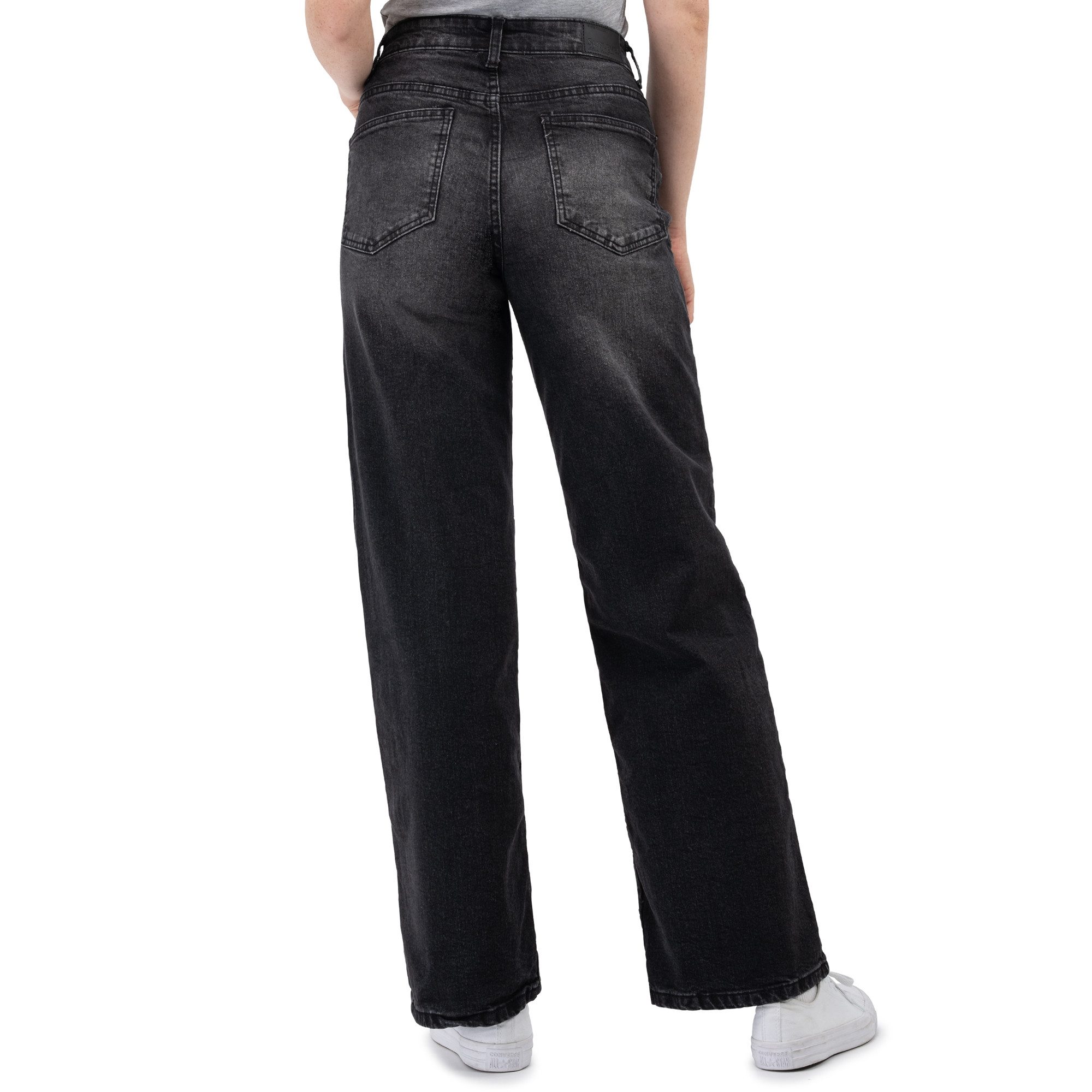 SUBLEVEL Weite Jeans Damen Jeans High Waist weiter Schnitt bequem und dehnbar