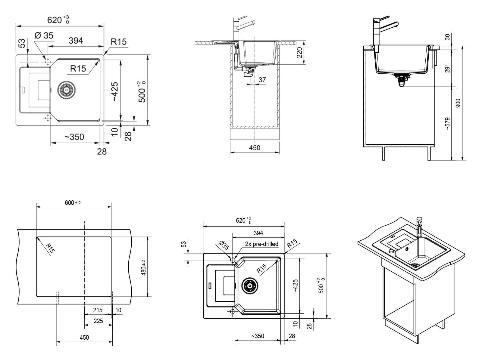 FRANKE Granitspüle, rechteckig, 62/50 cm, (1 St), aus Sanitized®