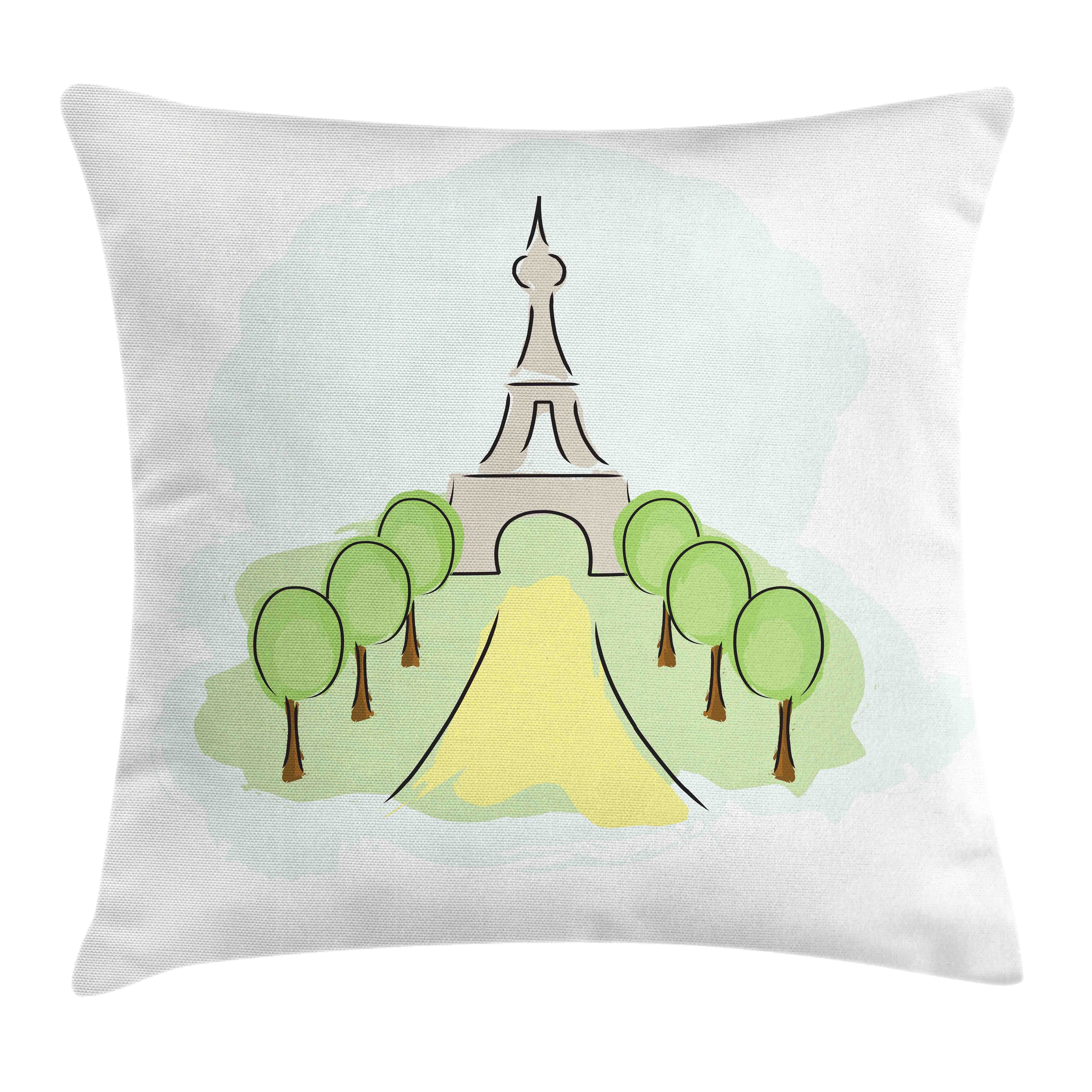 Abakuhaus Kissenhülle Kissenbezüge mit Landschaft Beidseitiger Reißverschluss Farbfesten Farben Eiffelturm mit Druck, (1 Touristische Waschbar Klaren Stück),