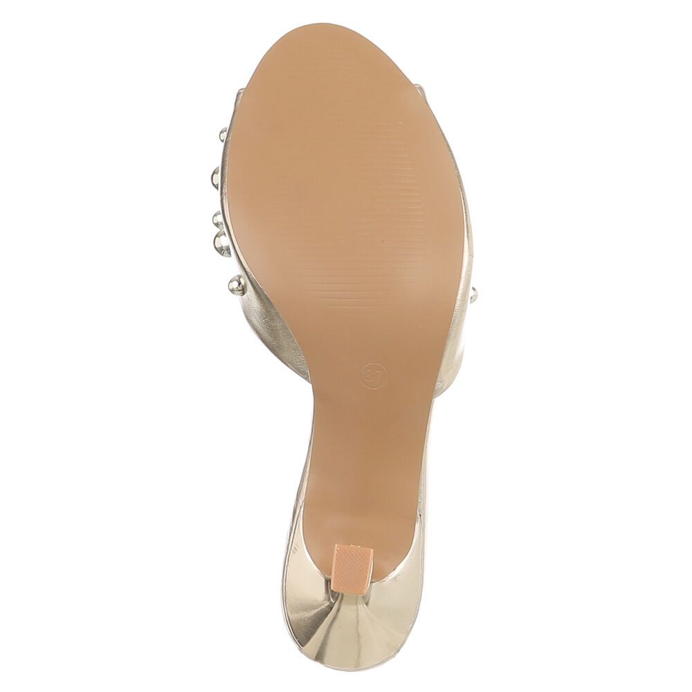 Ital-Design Damen Pantoletten Pumps mit Nieten und Stilettoabsatz Pantolette (91742665) Pfennig-/Stilettoabsatz Sandalen & Sandaletten in Gold