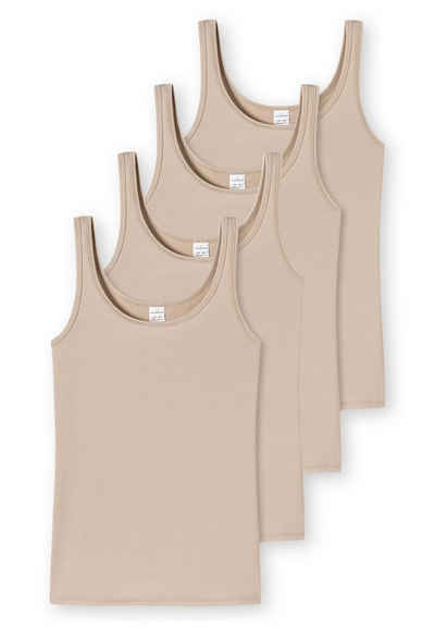 Schiesser Unterhemd 4er Pack Modal Essentials (Spar-Set, 4-St) Unterhemd / Top - Hals- und Armausschnitt mit feinem Einfass