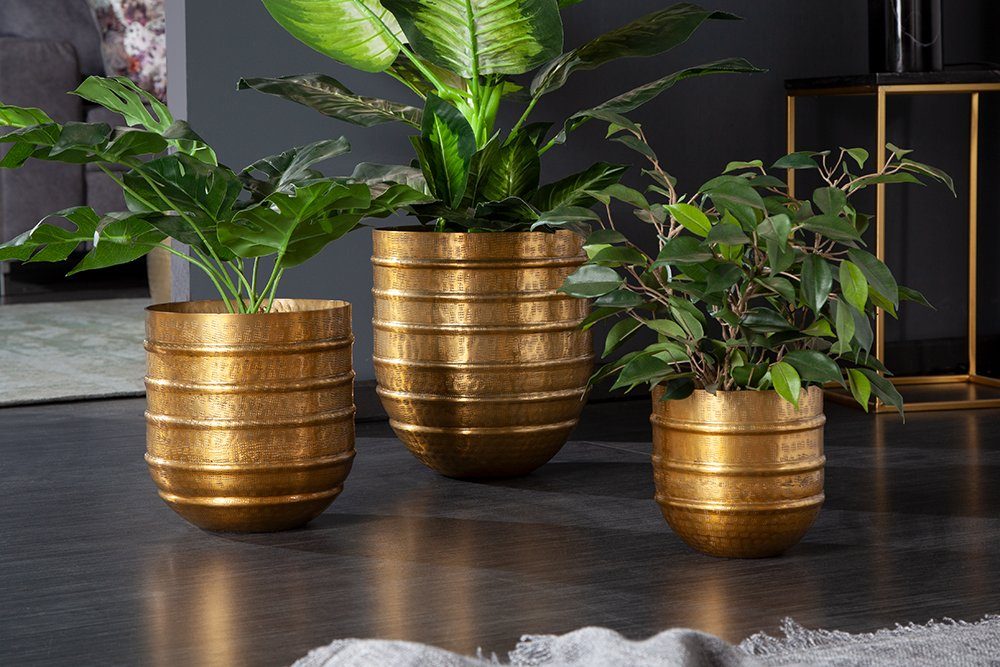 riess-ambiente Übertopf ORIENT gold (Set, 3 St), Vase · für Pflanzen · Metall · Handarbeit · Dekoration
