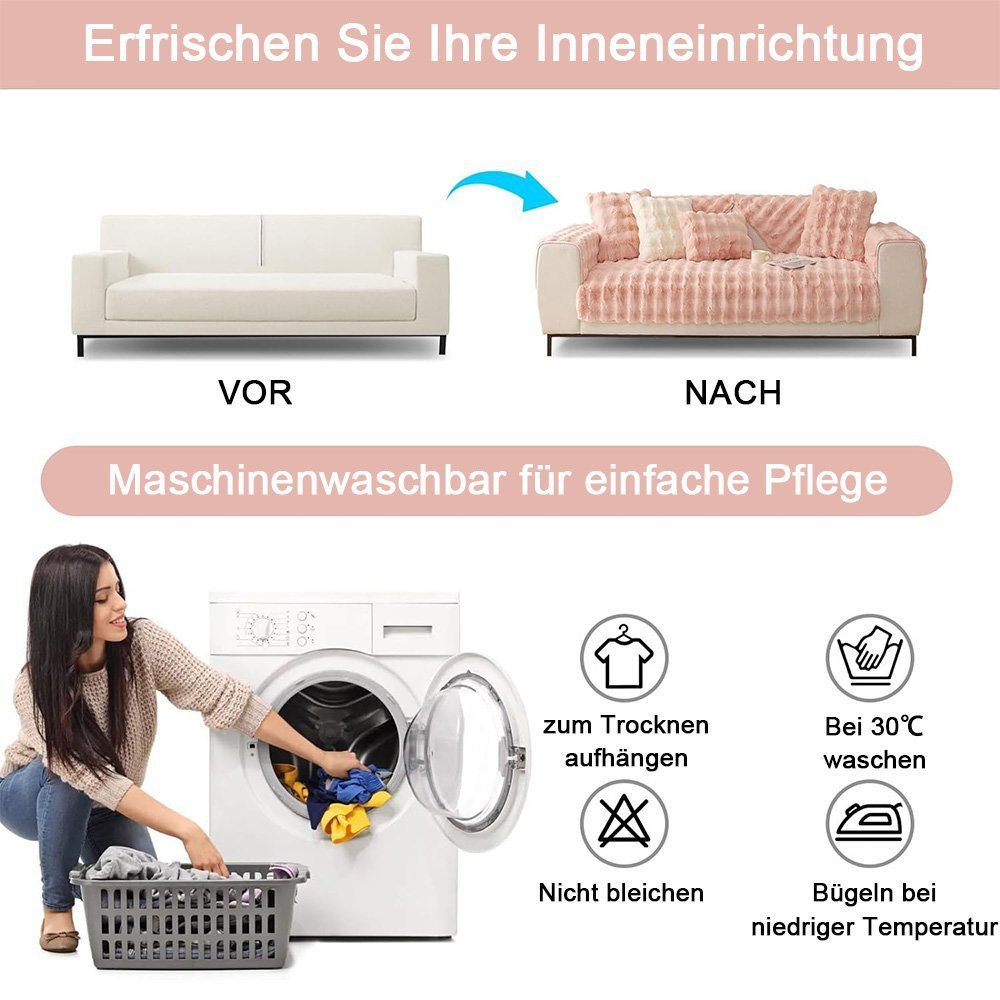 TUWENA Sofabezug Weicher und gemütlicher Sofabezug, rutschfester Plüsch-Sofabezug – Bild 4 von 5