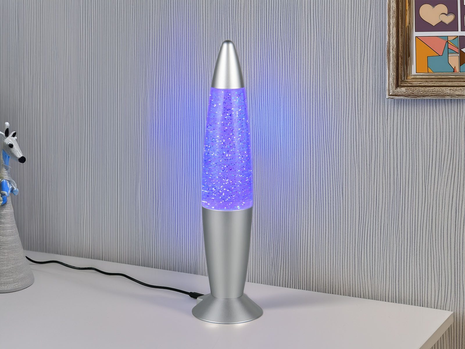 Reality Leuchten USB-Tischleuchte Batterie- oder USB betrieben Höhe 34,5cm, kabellos-e Deko Lampe RGB Farbwechsel coole Tischlampe Jugendzimmer