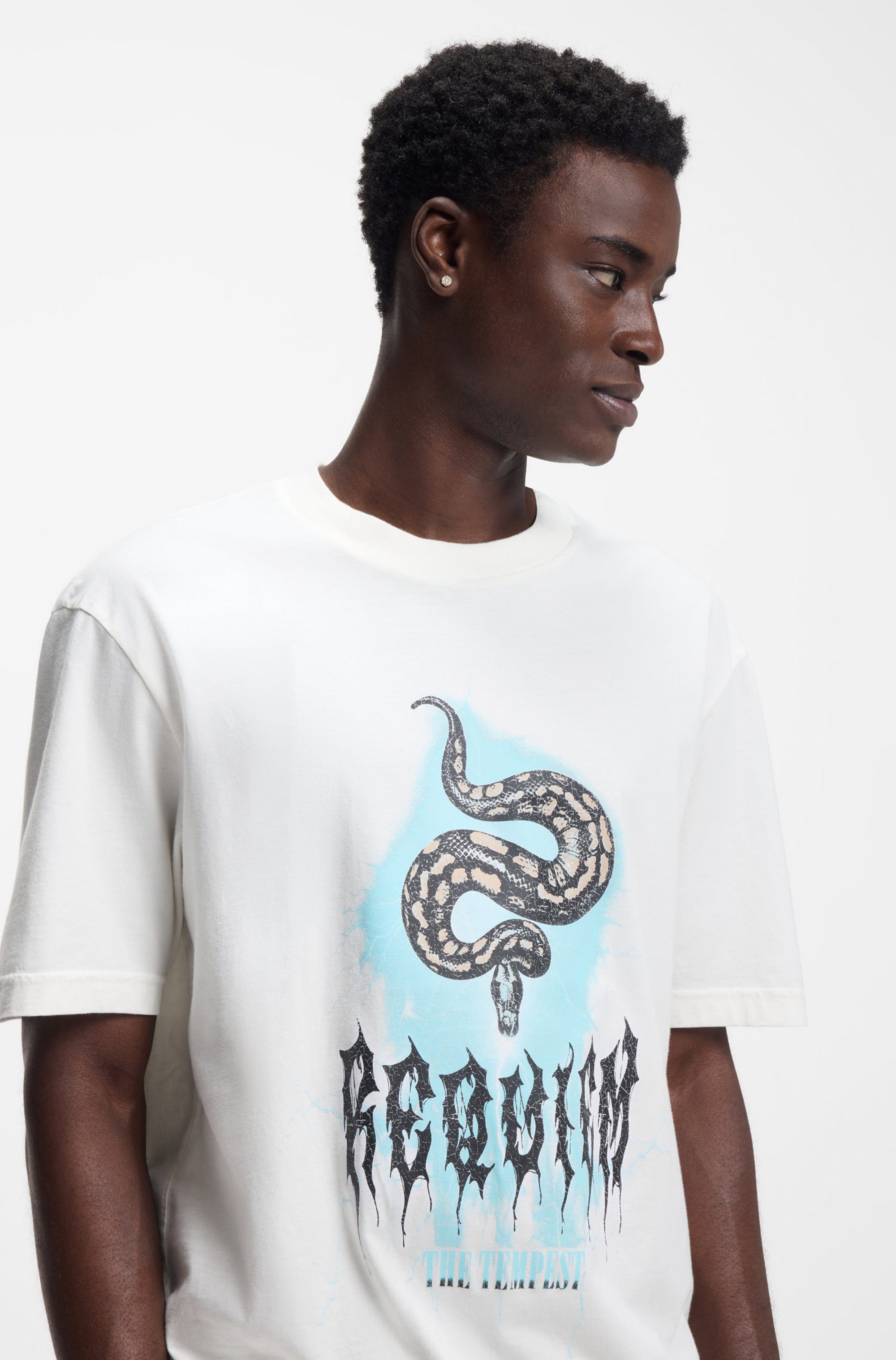 HUGO Blue T-Shirt mit Frontprint günstig online kaufen