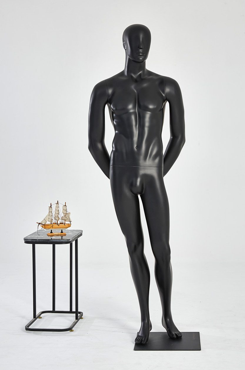 Eurohandisplay Schaufensterpuppe Schaufensterpuppe schwarz matt Mann oder Frau Nase Mund geformt, Schaufensterpuppe