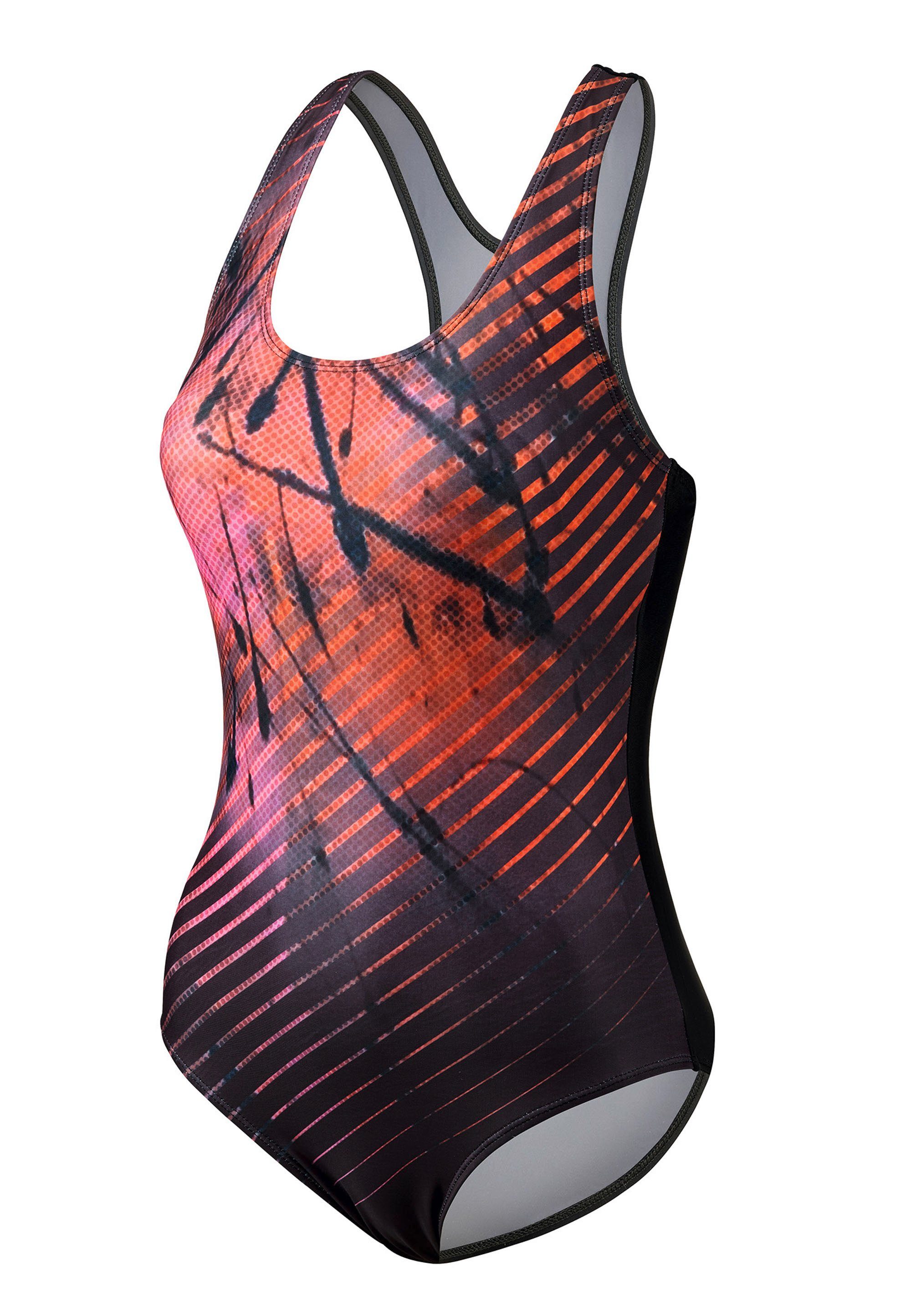 Beco Beermann Badeanzug BEactive mit sportlichem Racerback und ausgefallenen Farbstreifen