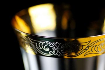 Casa Padrino Weinglas Luxus Barock Weinglas 6er Set Gold Ø 8 x H. 20 cm - Handgefertigte und handgravierte Weingläser - Hotel & Restaurant Accessoires - Luxus Qualität