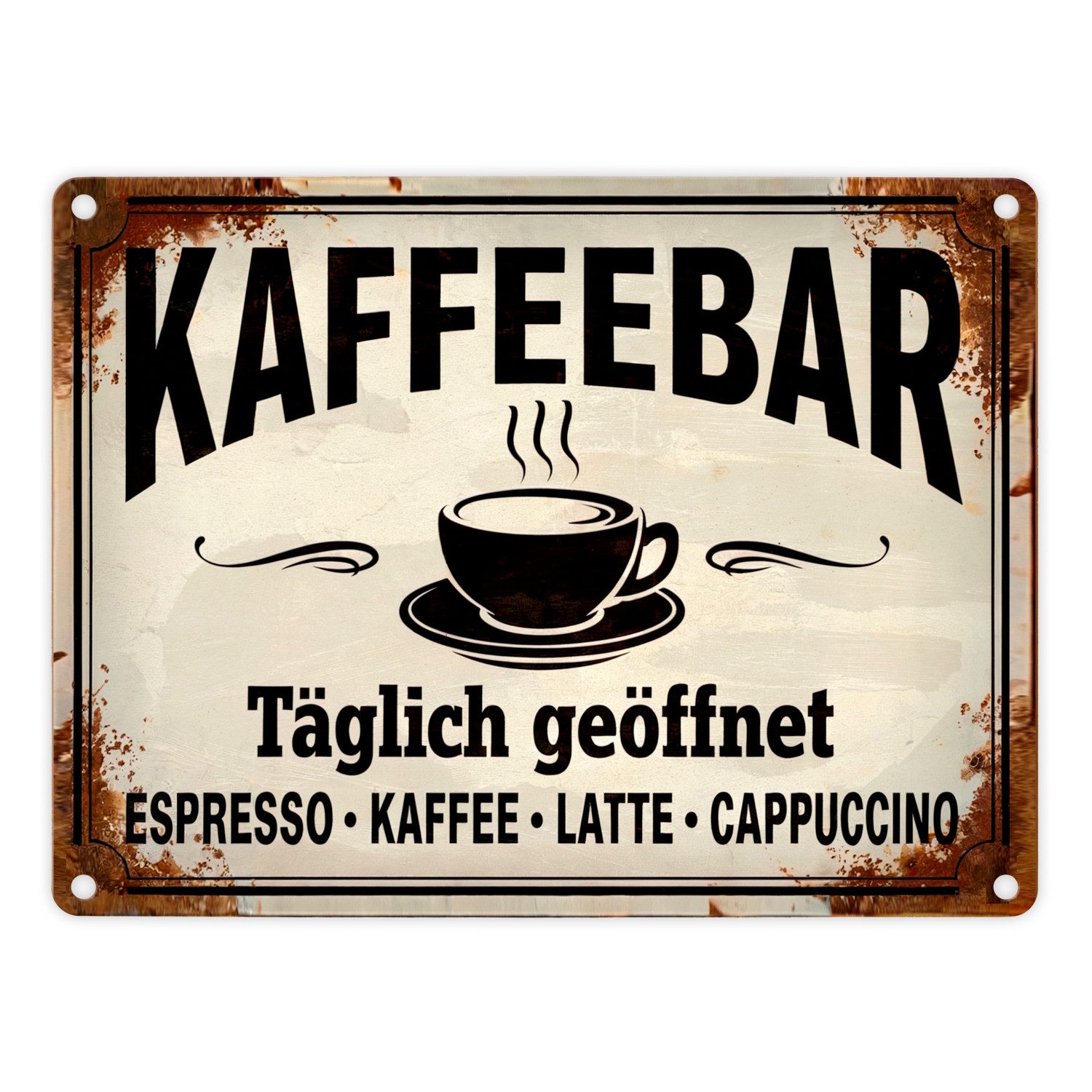 Metallschild Kaffeebar Metallschild in 15x20 cm im Vintage-Stil